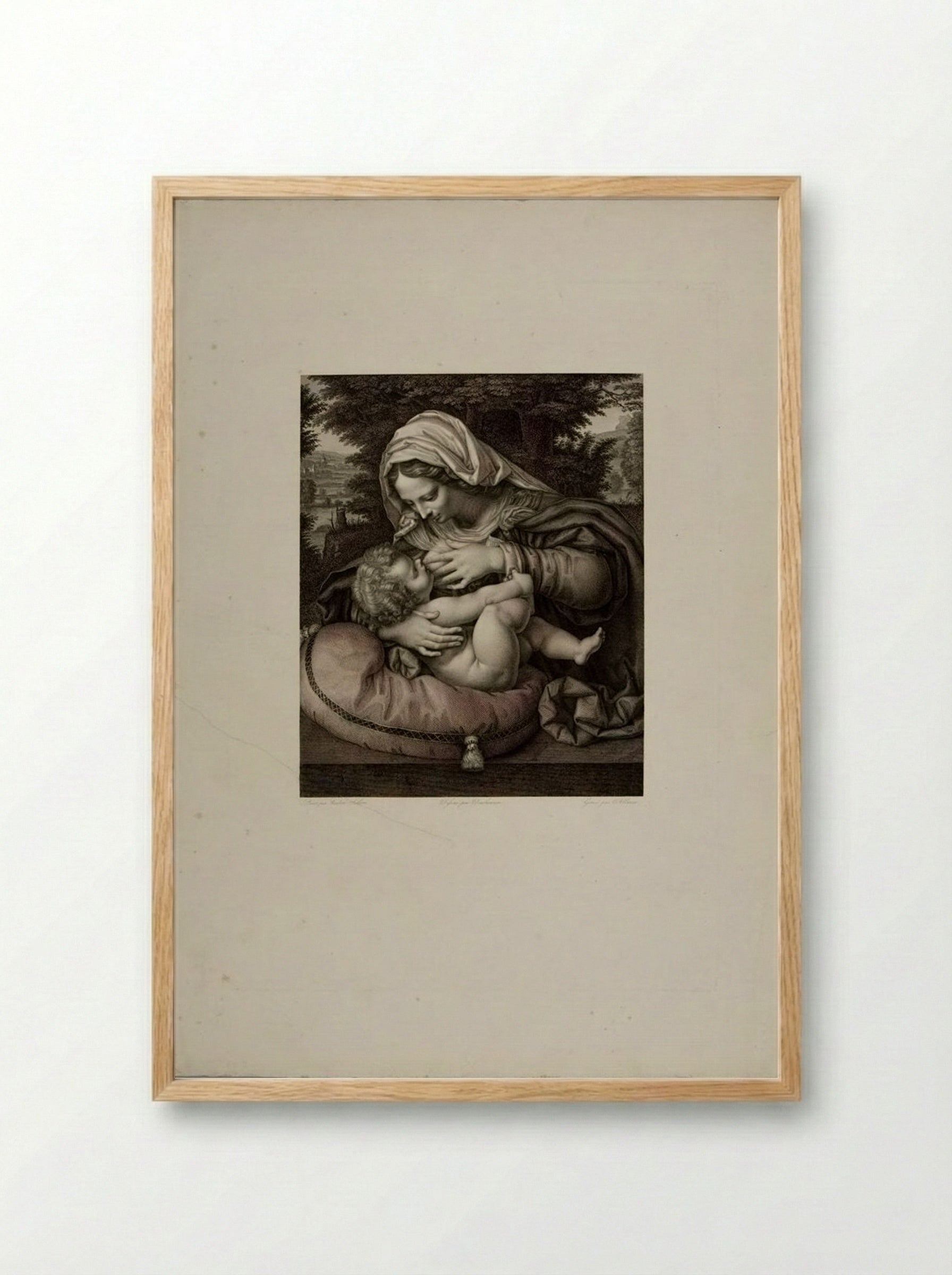 Madonna of the Green Cushion - Johann Conrad Ulmer - Framed Print Wood