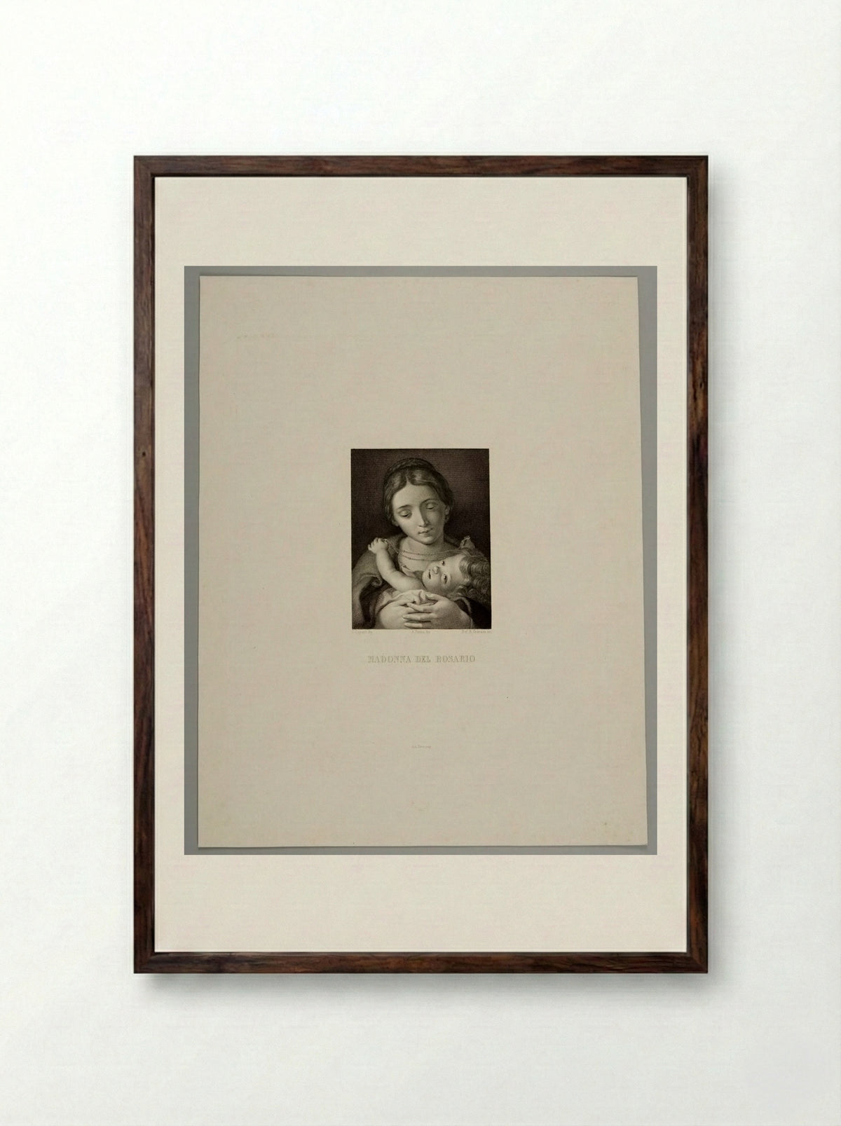 Madonna of the Rosary - Raffaelle Granara - Framed Print Dark Wood