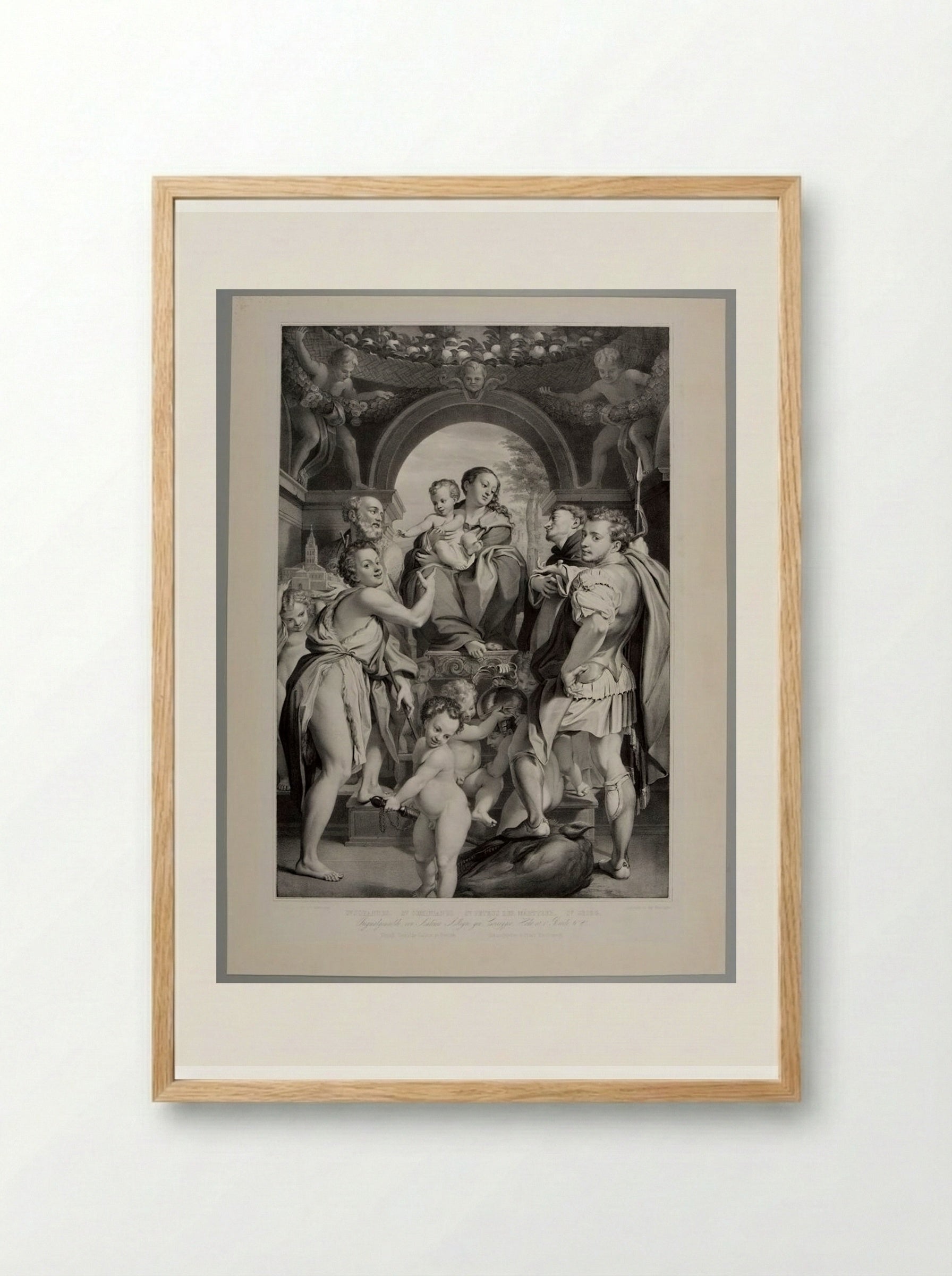 Madonna with S. George - Franz Hanfstaengl - Framed Print Wood