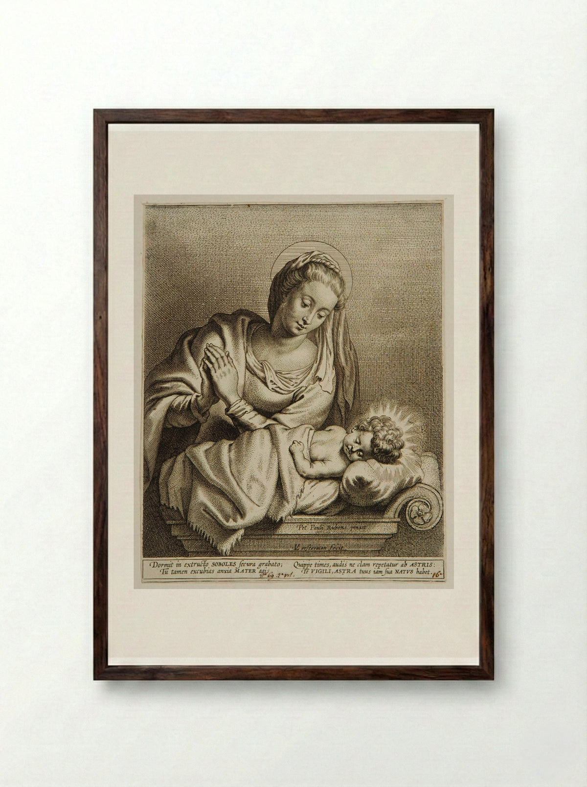 Madonna with Sleeping Child - Lucas Vorsterman I - Framed Print Dark Wood