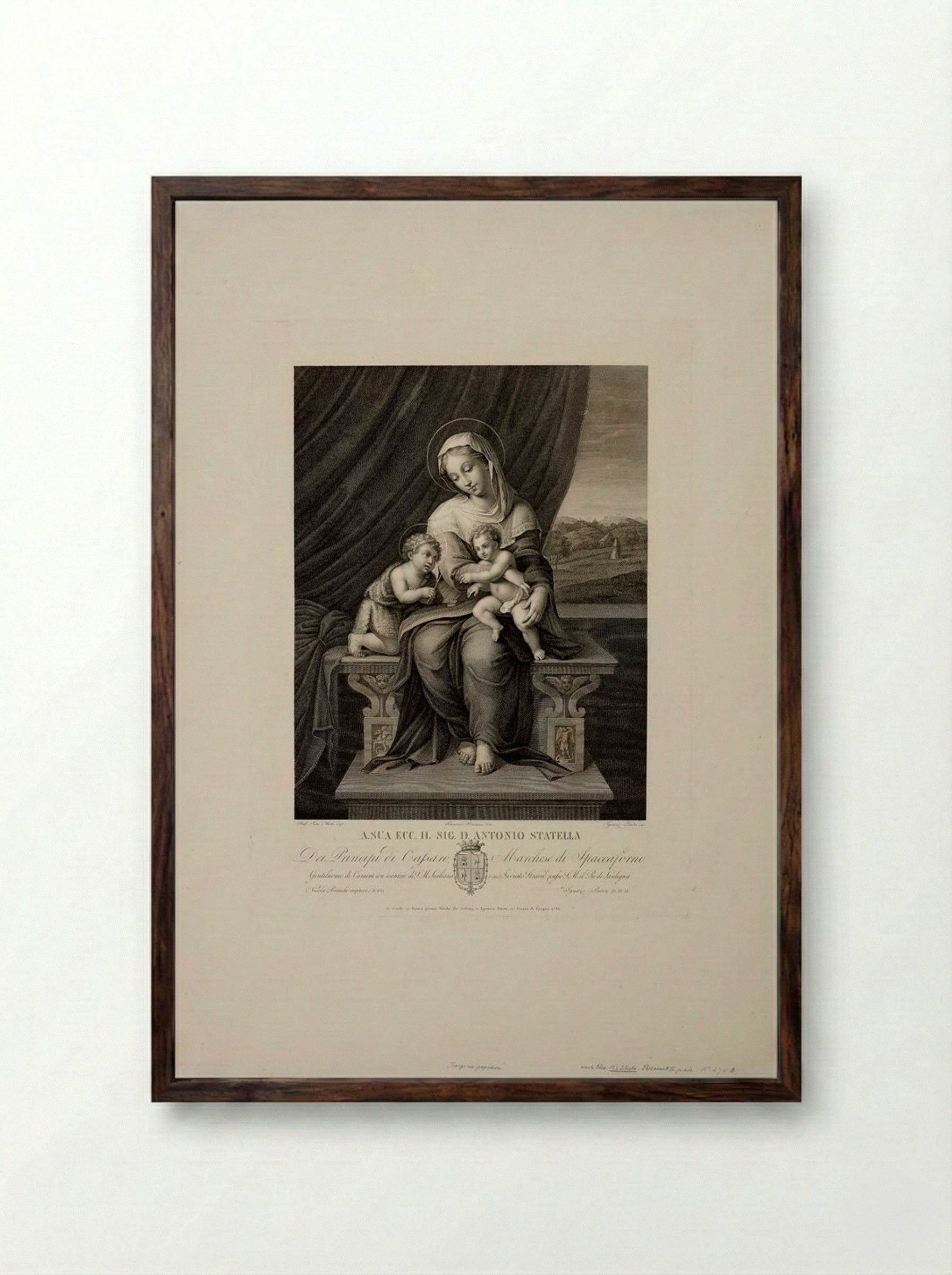 Madonna with the Butterfly - Ignazio Pavon - Framed Print Dark Wood
