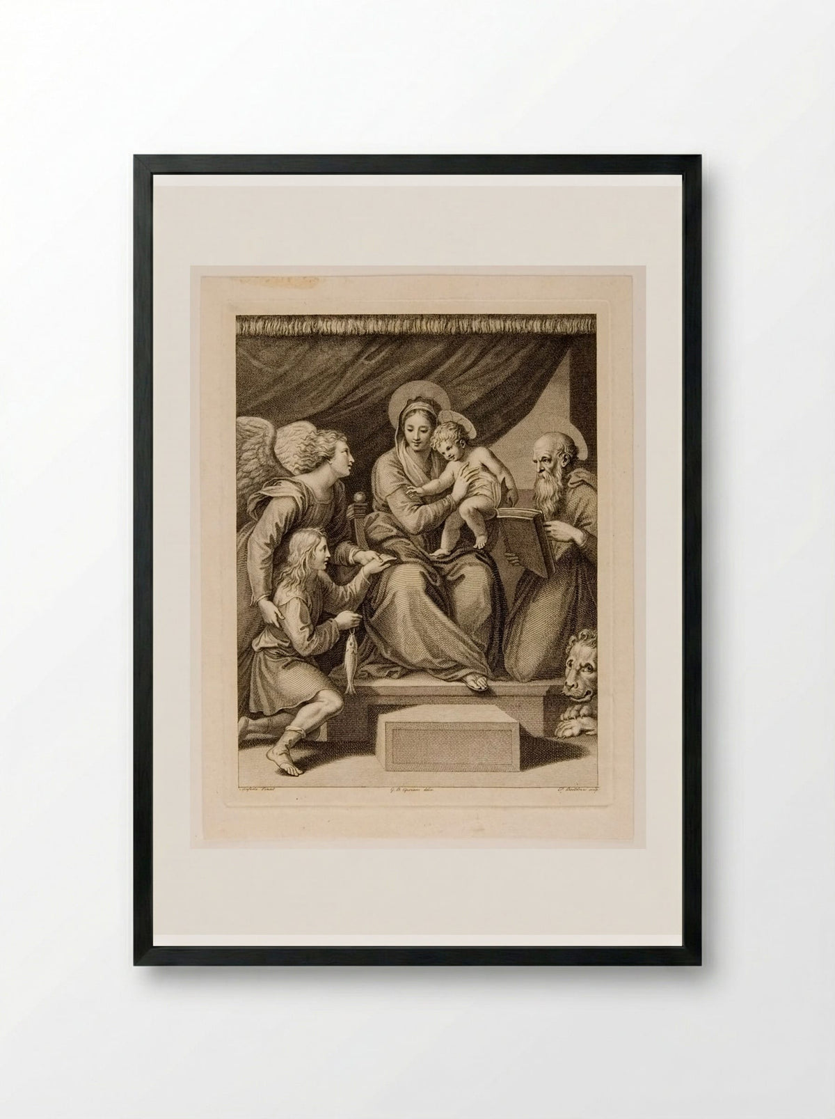 Madonna with the Fish (After Raphael) - Francesco Bartolozzi - Framed Print Black