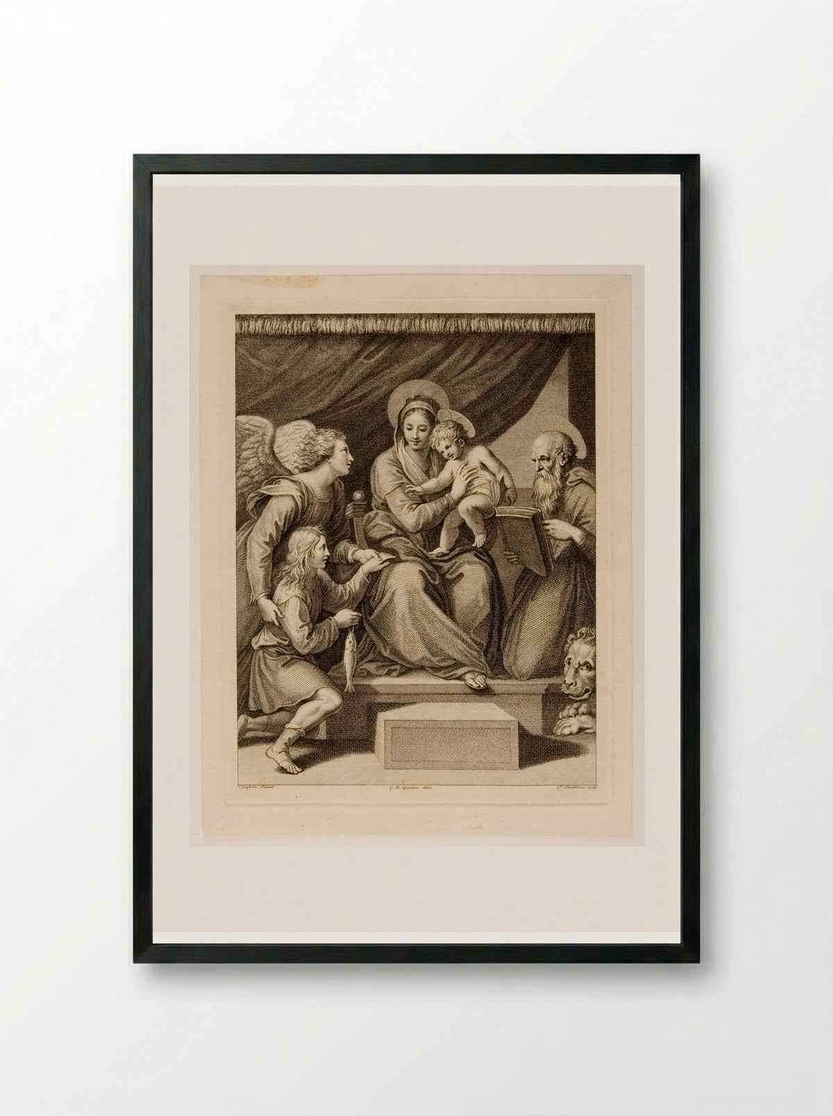 Madonna with the Fish (After Raphael) - Francesco Bartolozzi - Framed Print Black