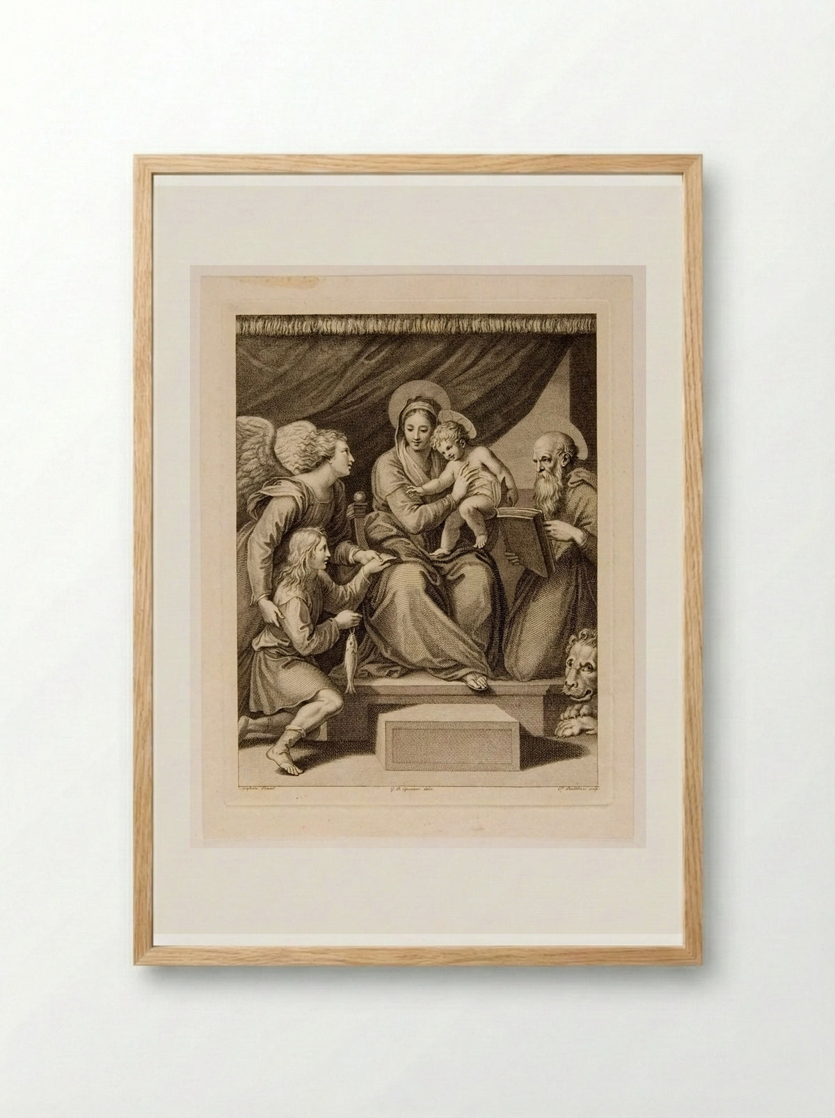 Madonna with the Fish (After Raphael) - Francesco Bartolozzi - Framed Print Wood