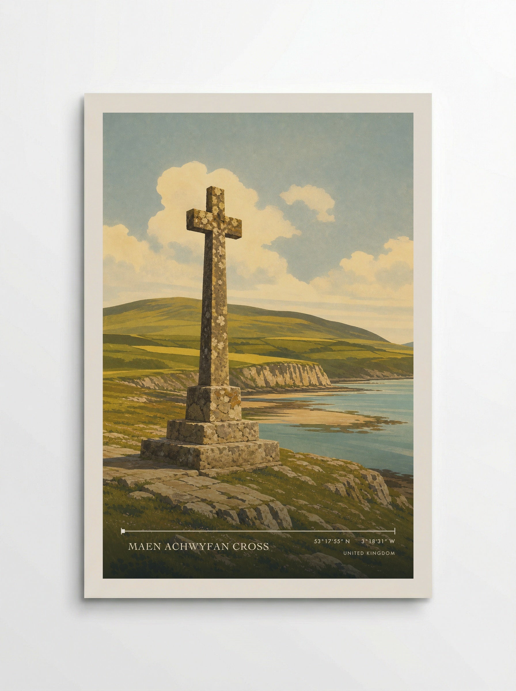 Maen Achwyfan Cross United Kingdom Travel Poster - Poster