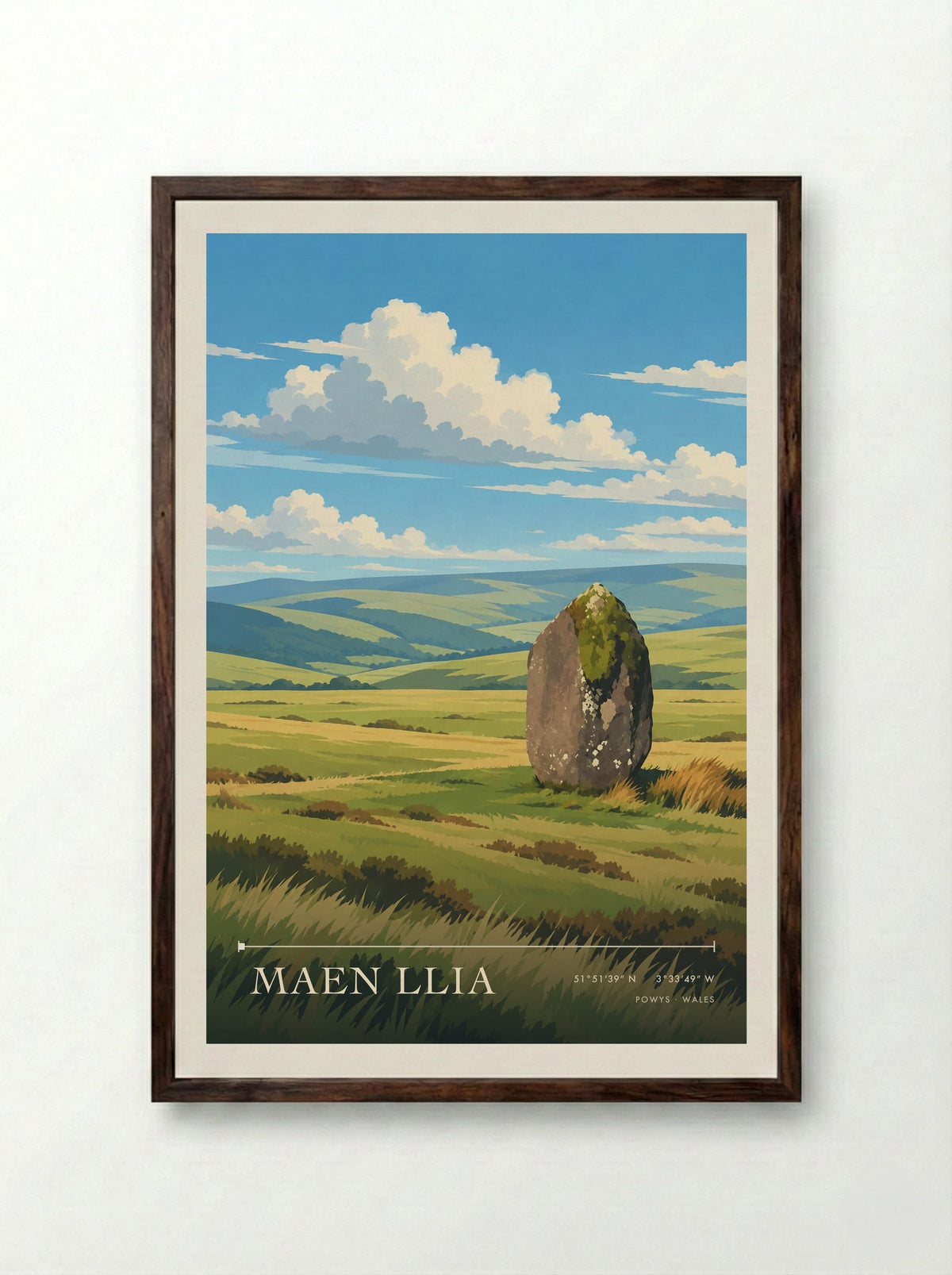 Maen Llia, Powys | Travel Poster - Framed Print Dark Wood
