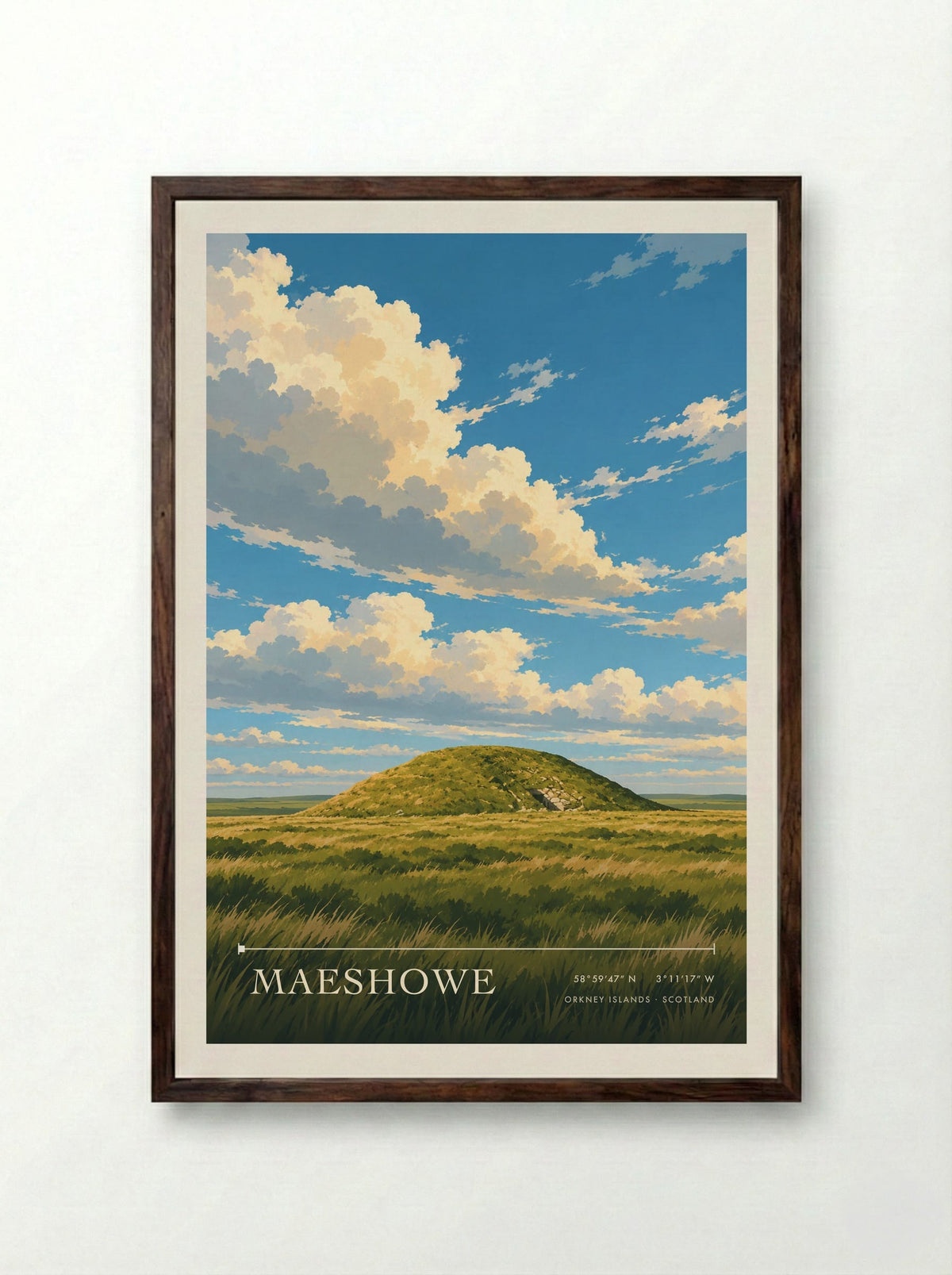 Maeshowe, Orkney Islands | Travel Poster - Framed Print Dark Wood