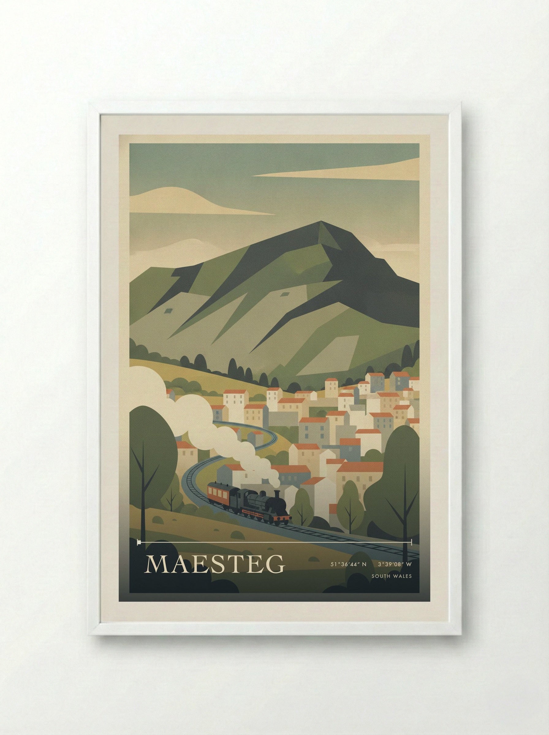 Maesteg South Wales Wales Travel Poster - Framed Print White