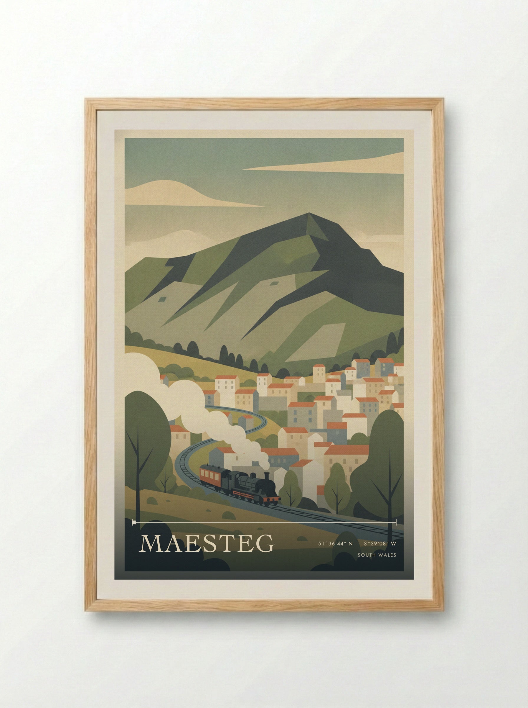 Maesteg South Wales Wales Travel Poster - Framed Print Wood