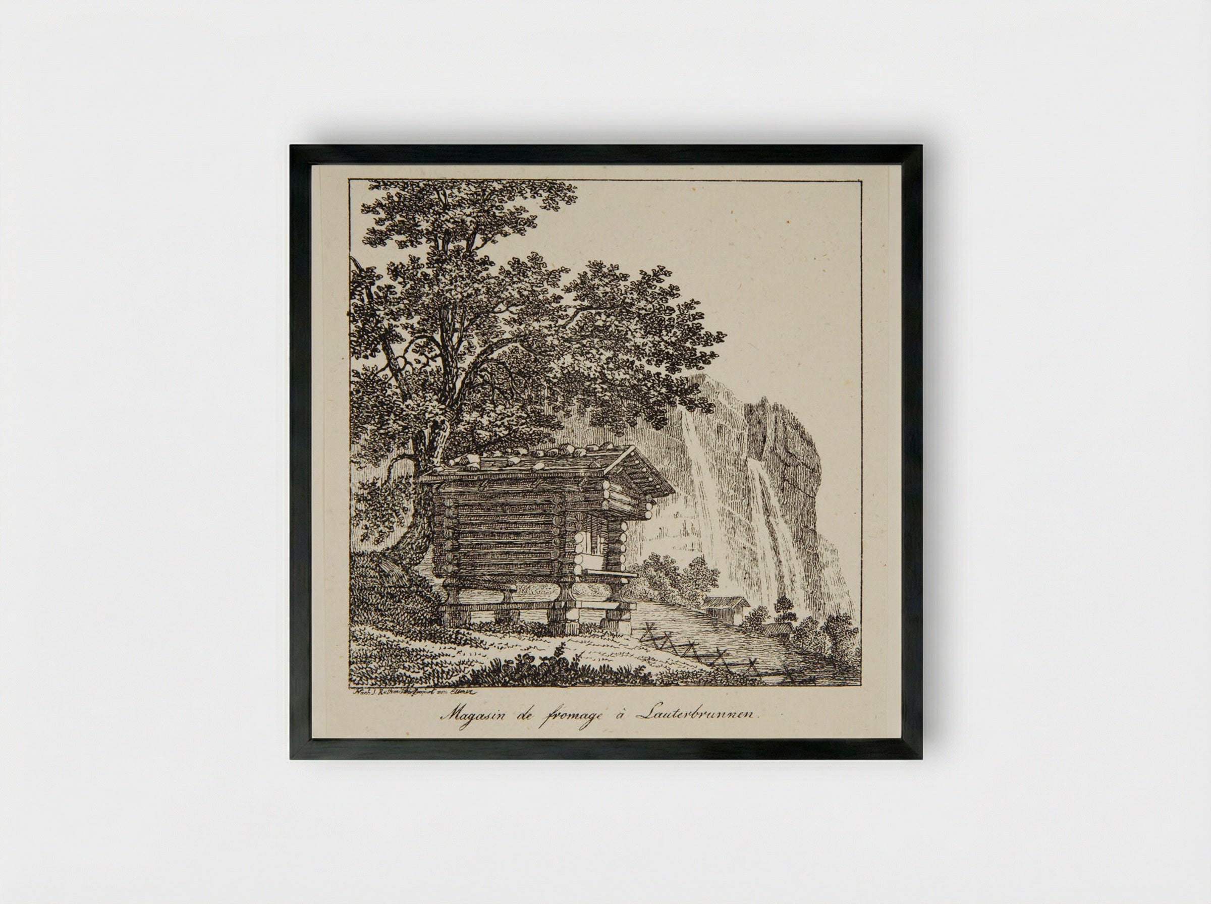 Magasin de fromage à Lauterbrunnen - P. Ellmer - Framed Print Black