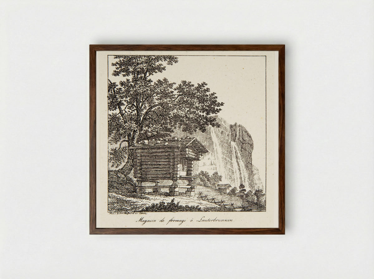 Magasin de fromage à Lauterbrunnen - P. Ellmer - Framed Print Dark Wood