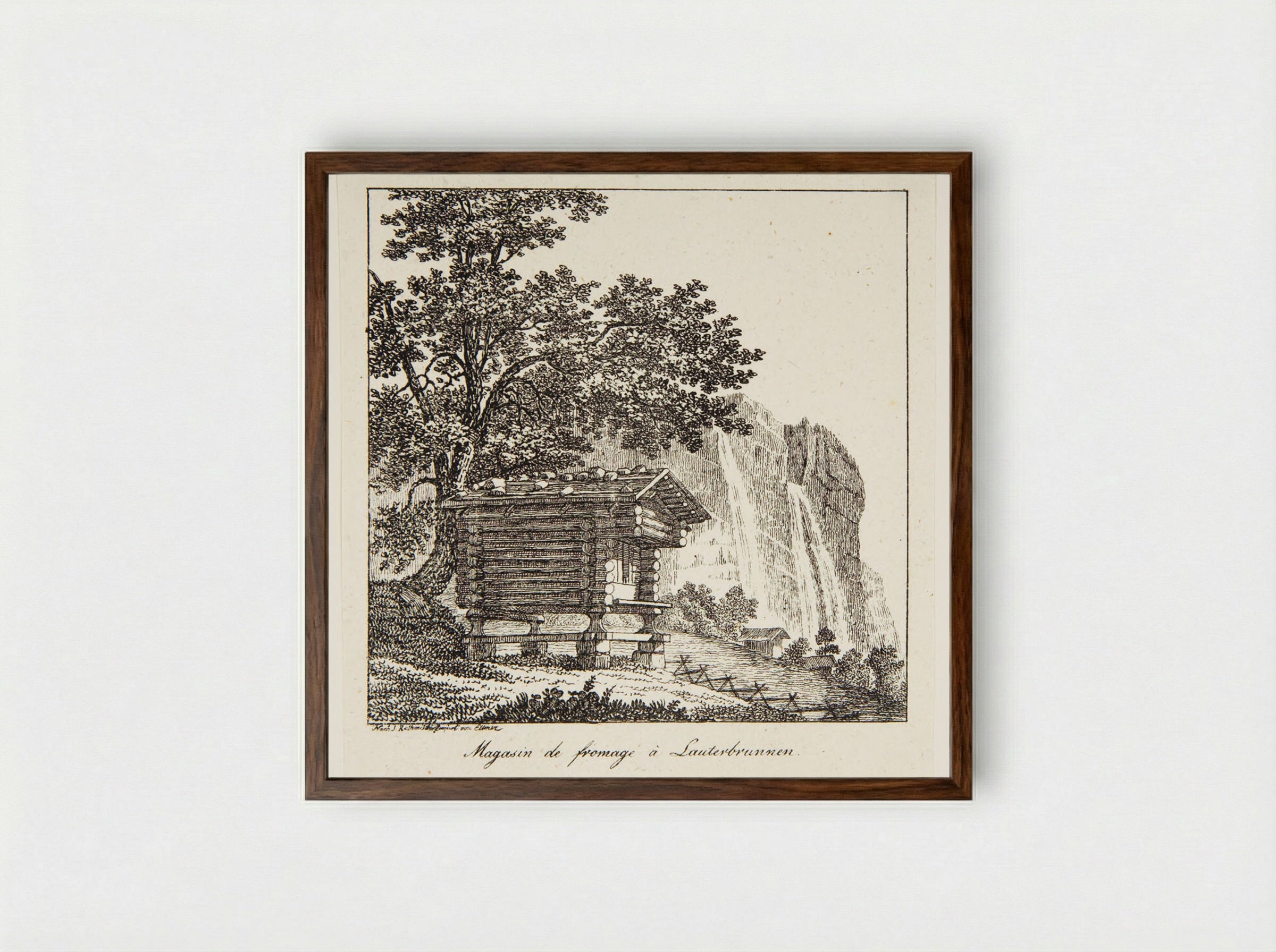 Magasin de fromage à Lauterbrunnen - P. Ellmer - Framed Print Dark Wood