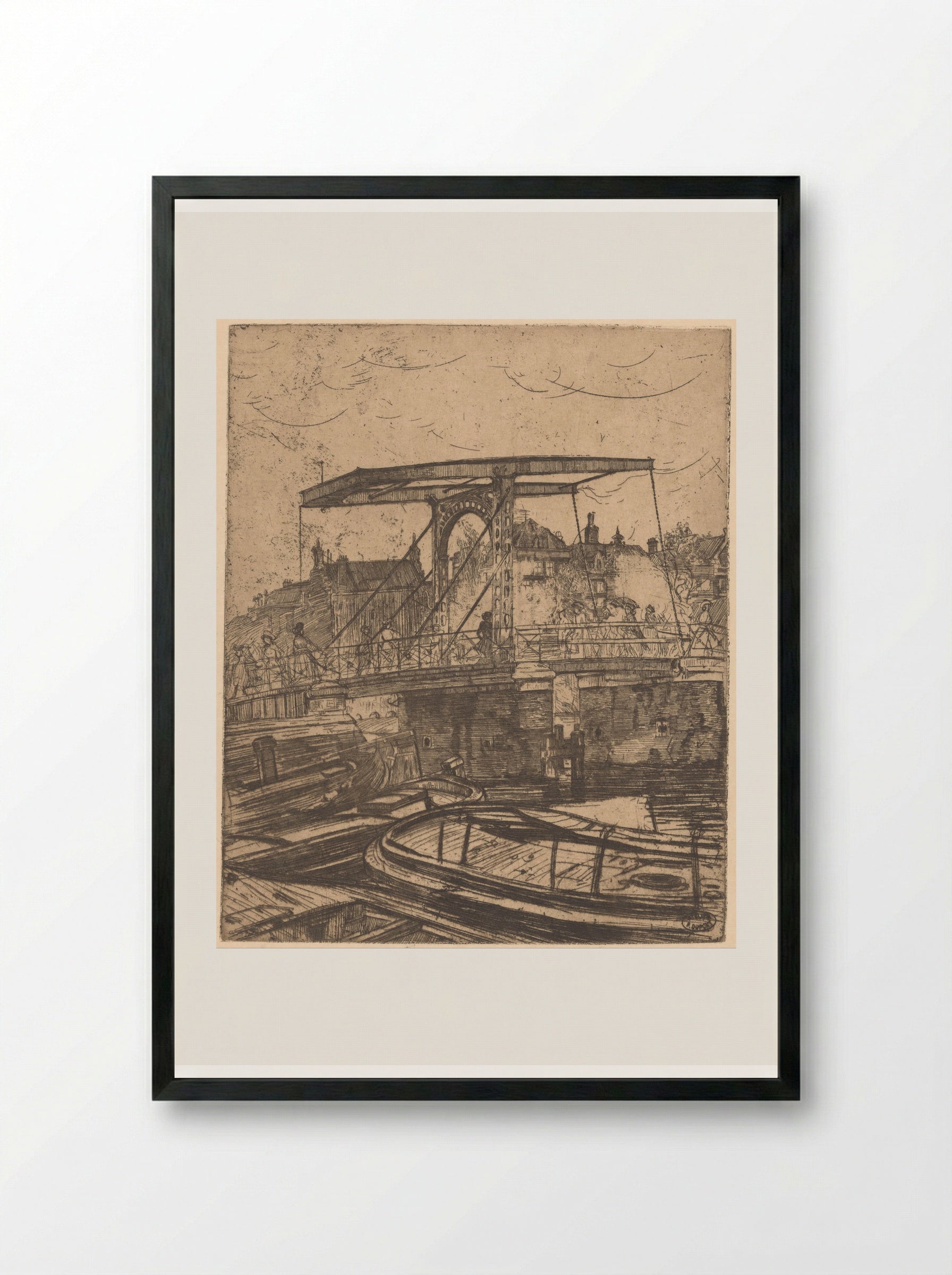 Magere Brug in Amsterdam - Pieter Dupont - Framed Print Black