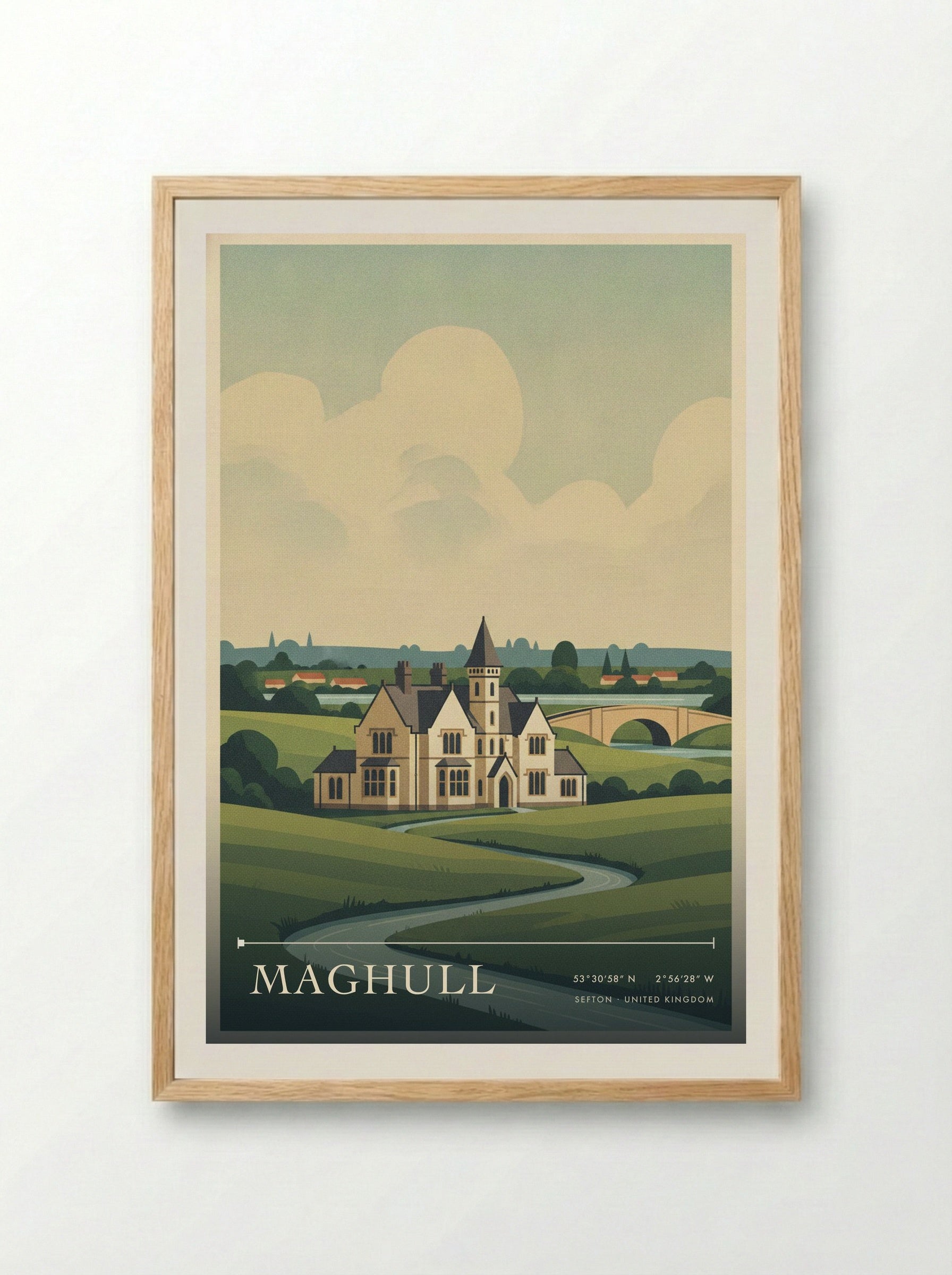 Maghull Sefton United Kingdom Travel Poster - Framed Print Wood