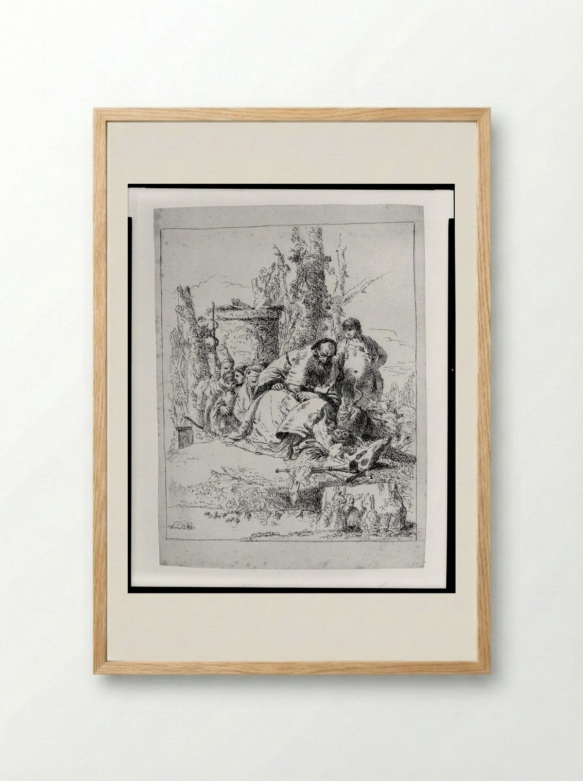 Magician Seated, Contemplating Skulls - Giovanni Battista Tiepolo - Framed Print Wood