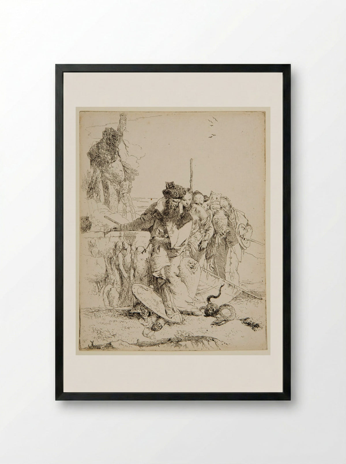 Magician and a Serpent - Giovanni Battista Tiepolo - Framed Print Black