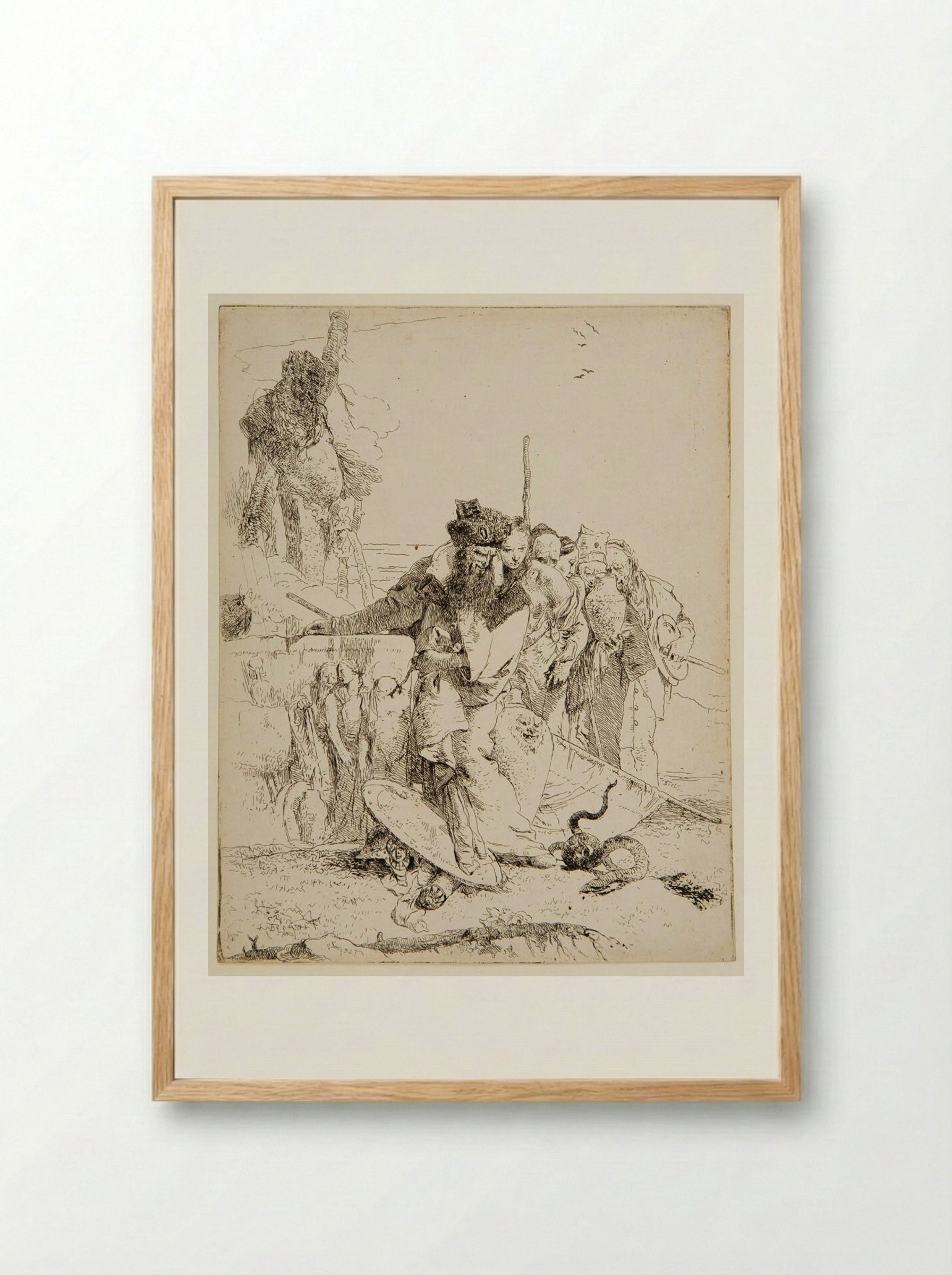 Magician and a Serpent - Giovanni Battista Tiepolo - Framed Print Wood