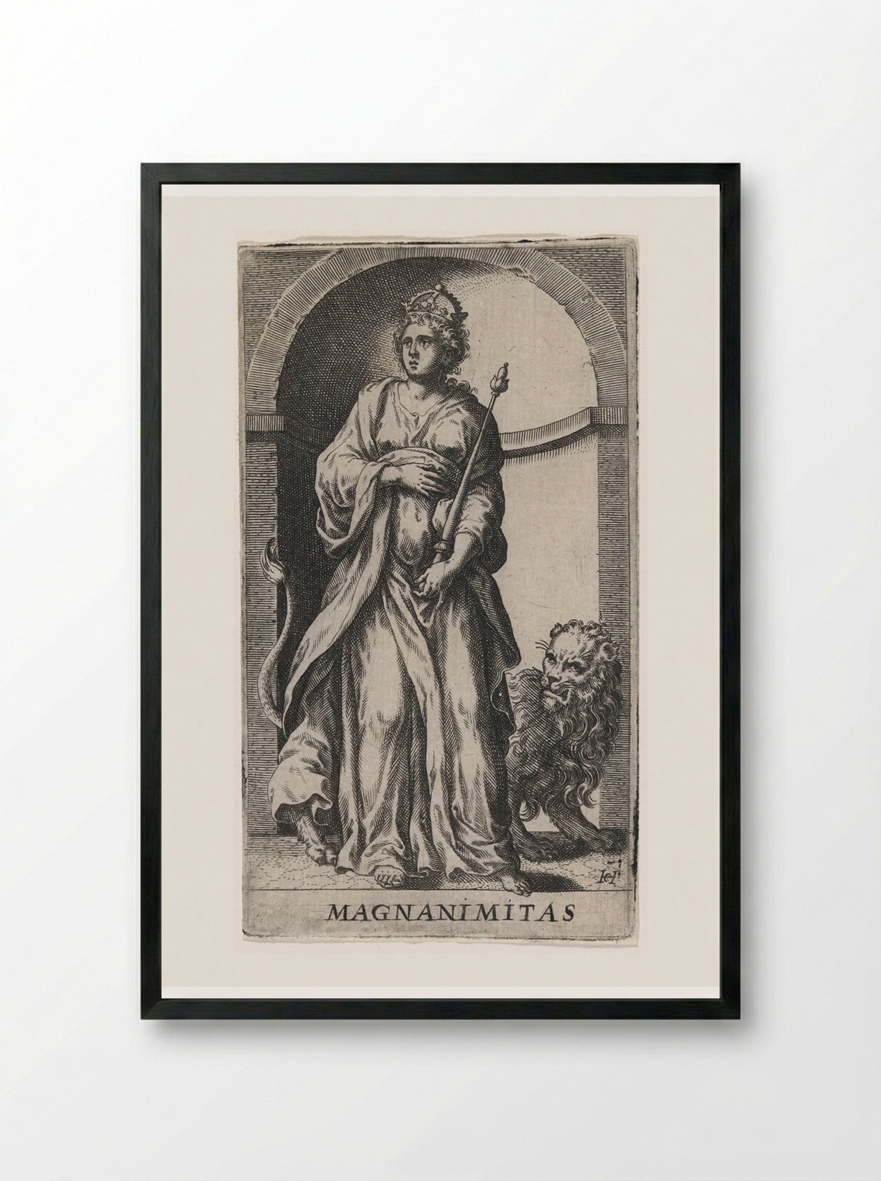 Magnanimitas - Hans Collaert the Elder - Framed Print Black