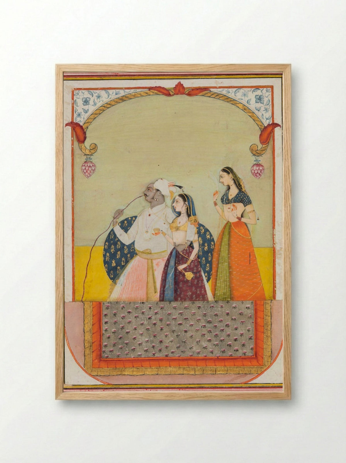 Maharaja Shri Anand Singh-ji and His Consort - Ustad Murad - Framed Print Wood