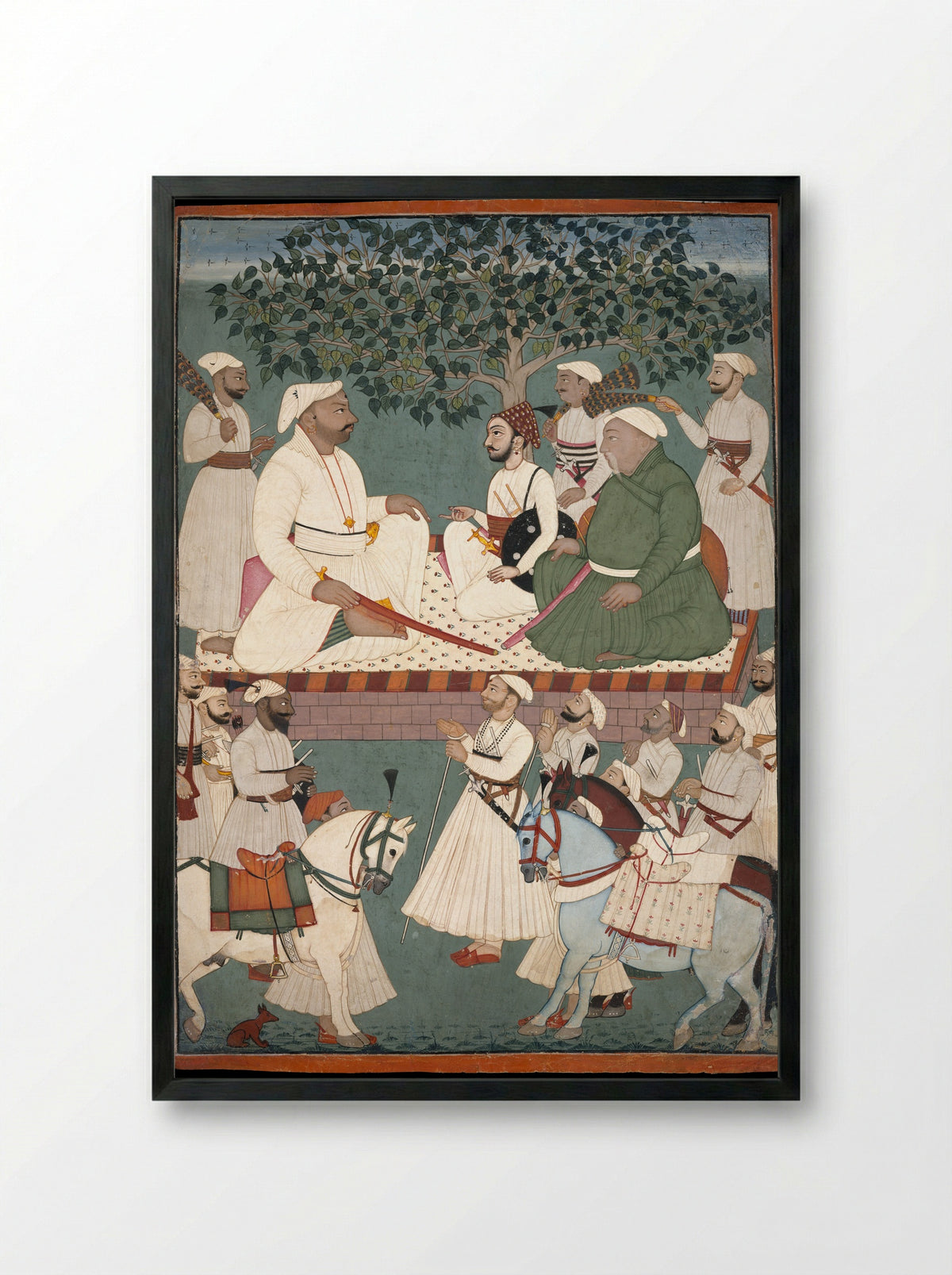 Maharaja Sidh Sen Receiving an Embassy - Mandi Atelier - Framed Print Black
