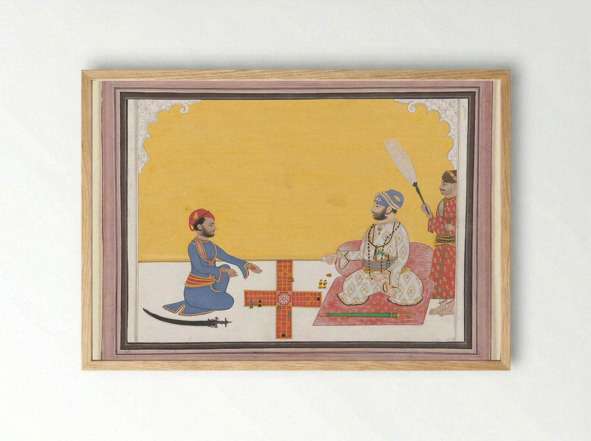 Maharaja Sovan Singh playing pachisi - Ambav - Framed Print Wood