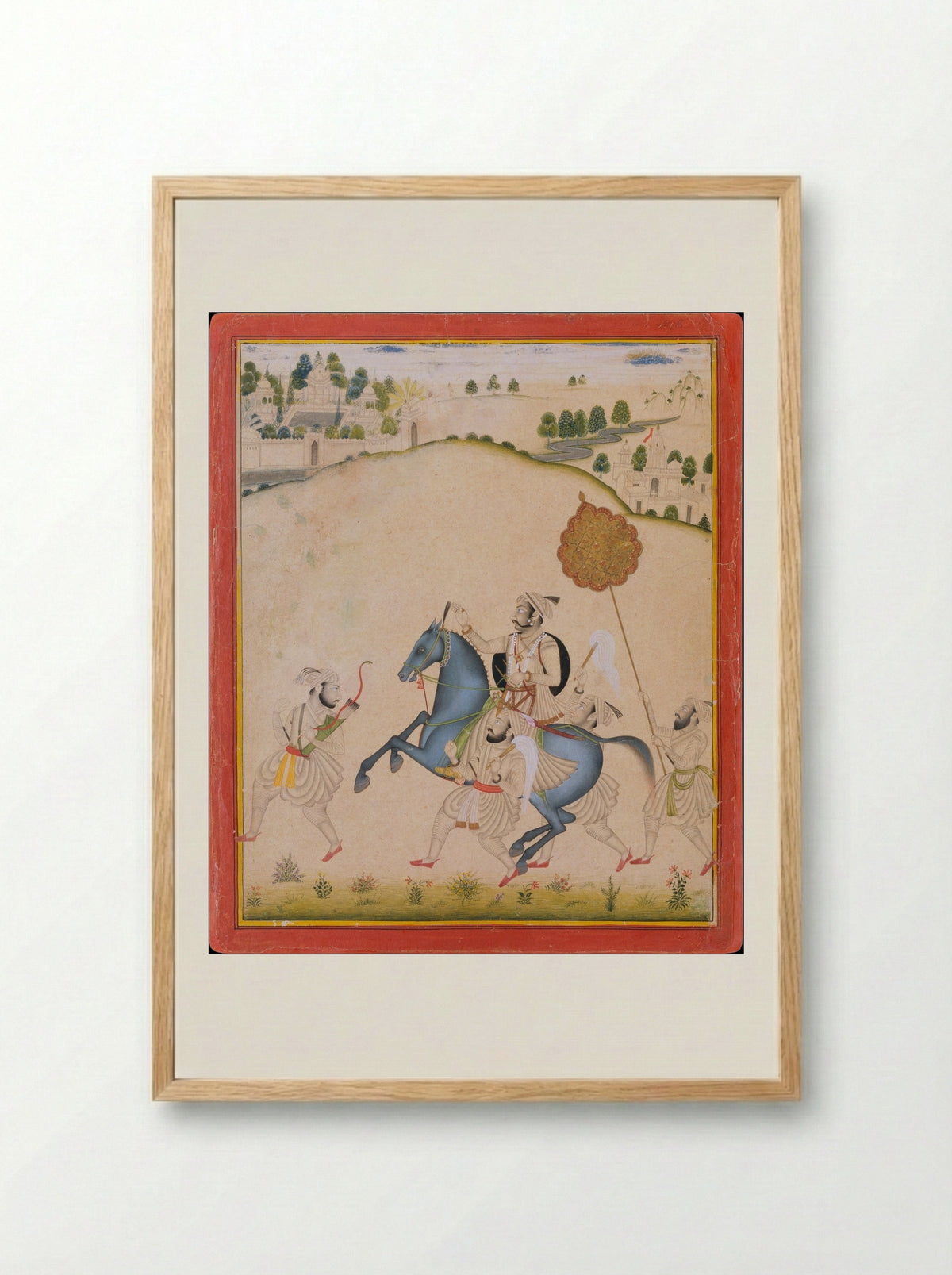 Maharana Amar Singh II Riding a Jodhpur Horse - Stipple Master - Framed Print Wood