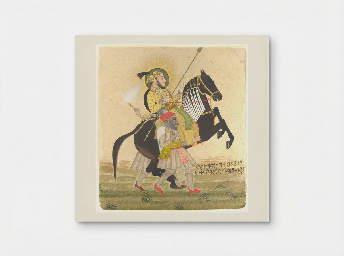 Maharana Sangram Singh Riding a Prize Stallion - Stipple Master - Poster