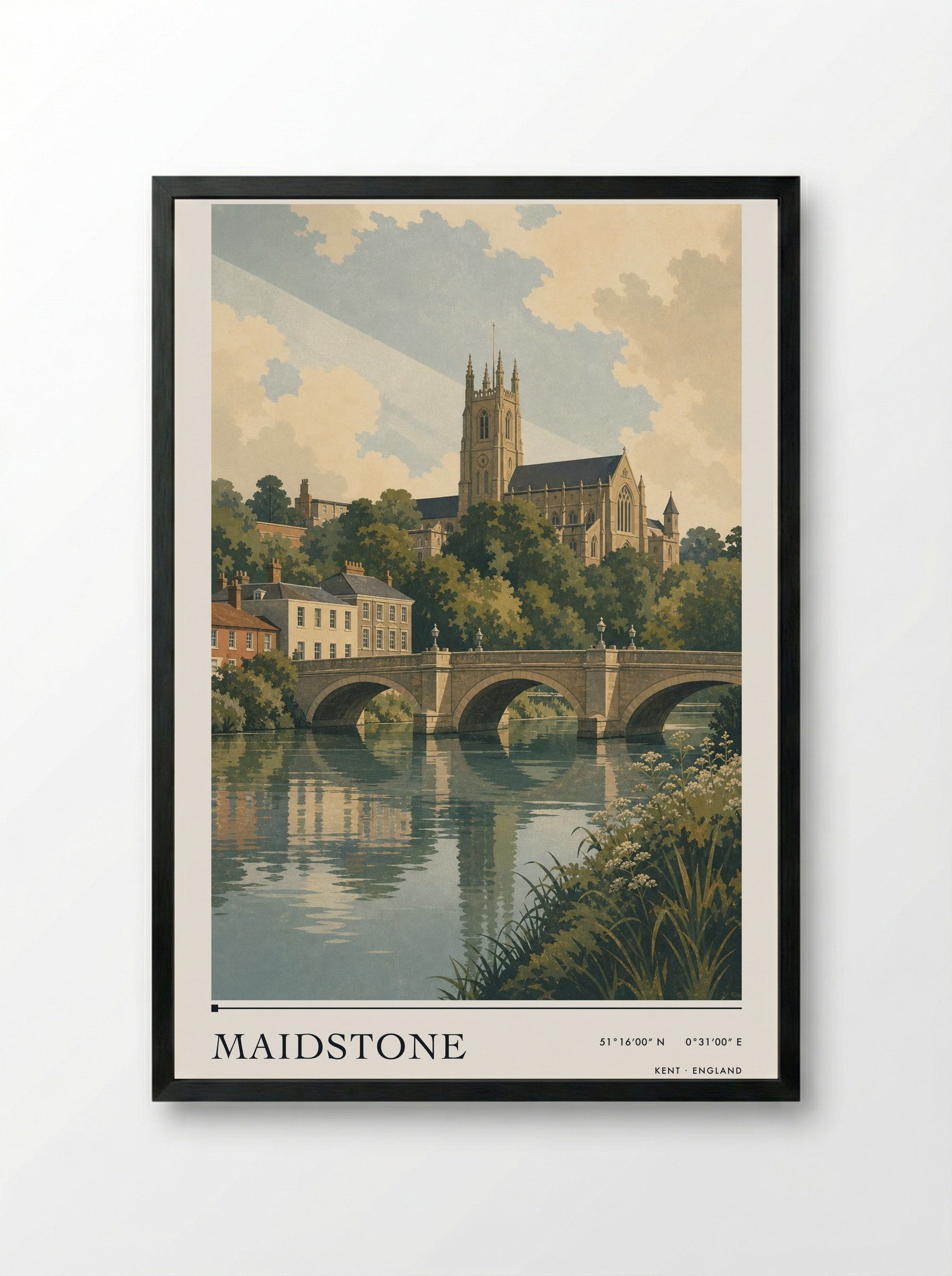 Maidstone Kent England Travel Poster - Framed Print Black