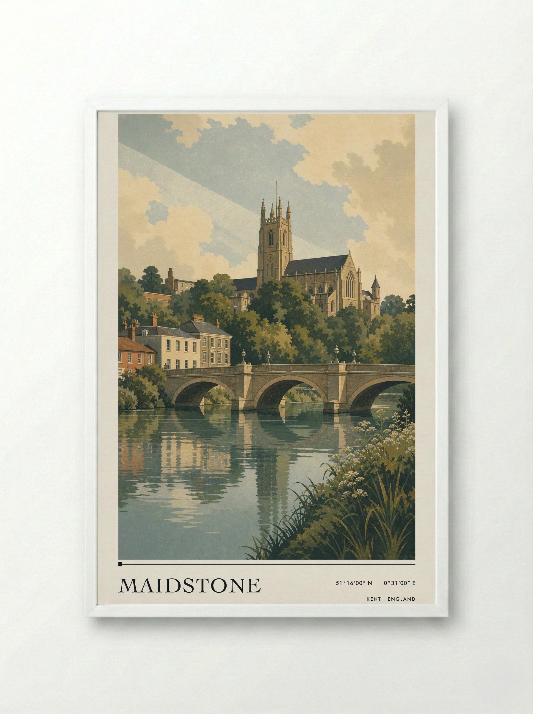 Maidstone Kent England Travel Poster - Framed Print White