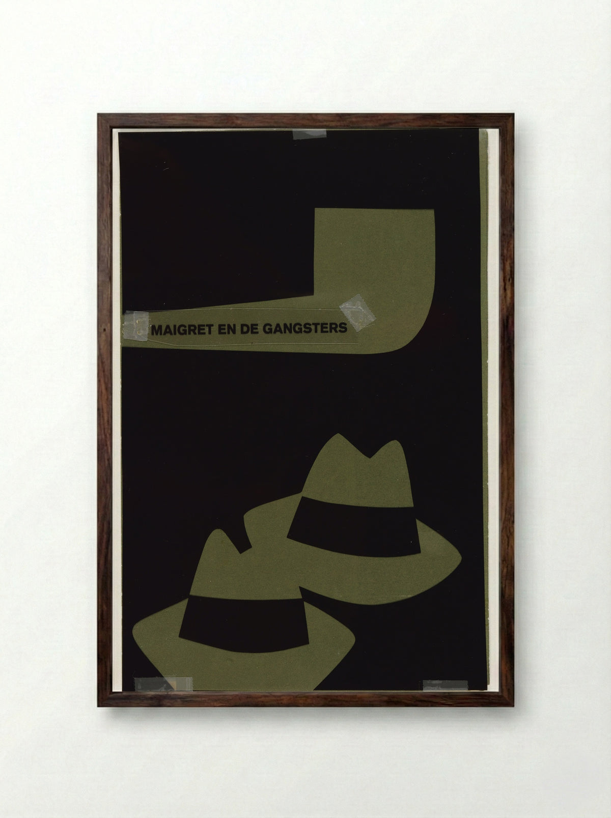 Maigret en de gangsters (Book Cover Design) - Dick Bruna - Framed Print Dark Wood