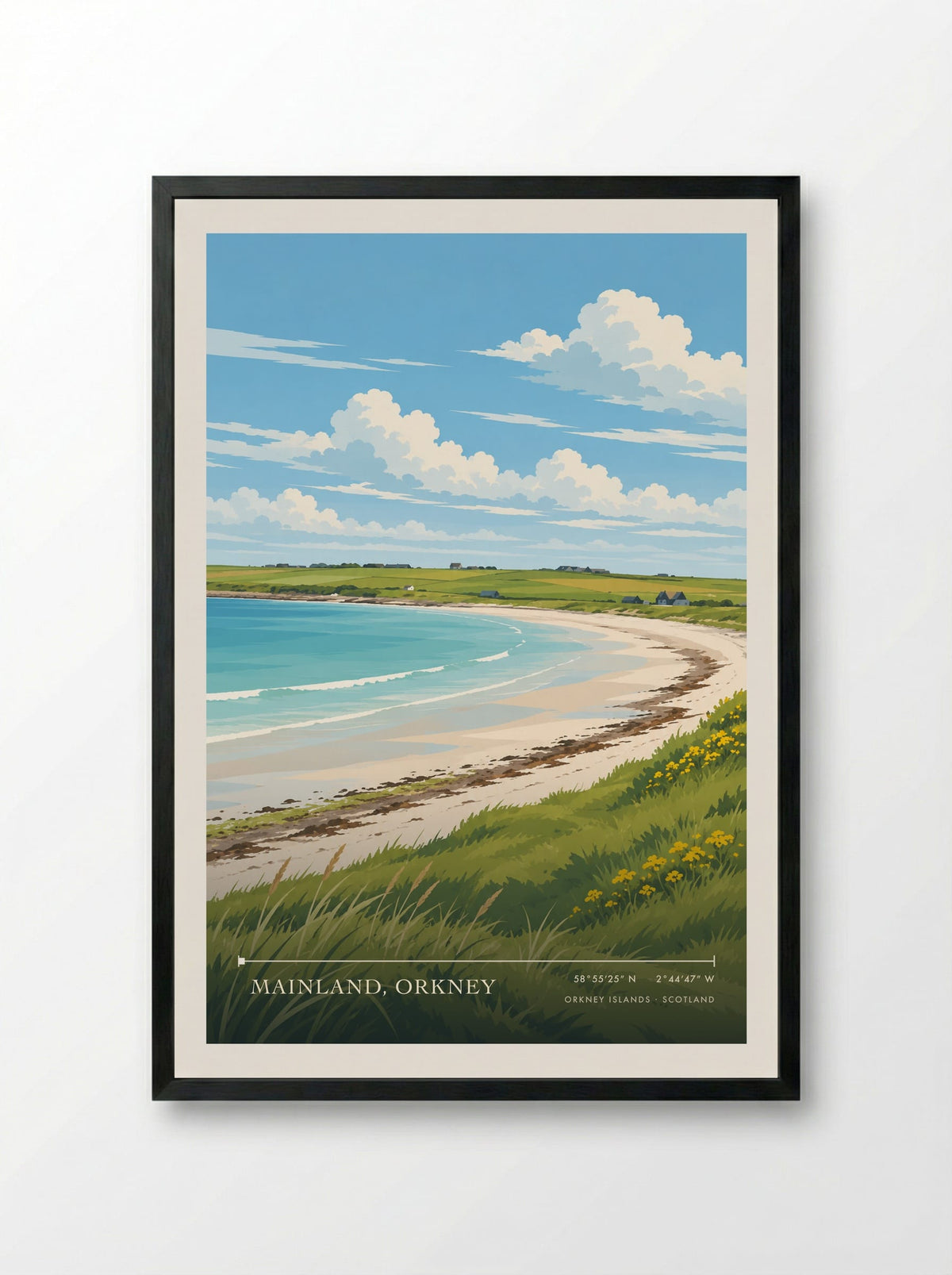Mainland, Orkney, Orkney Islands | Travel Poster - Framed Print Black