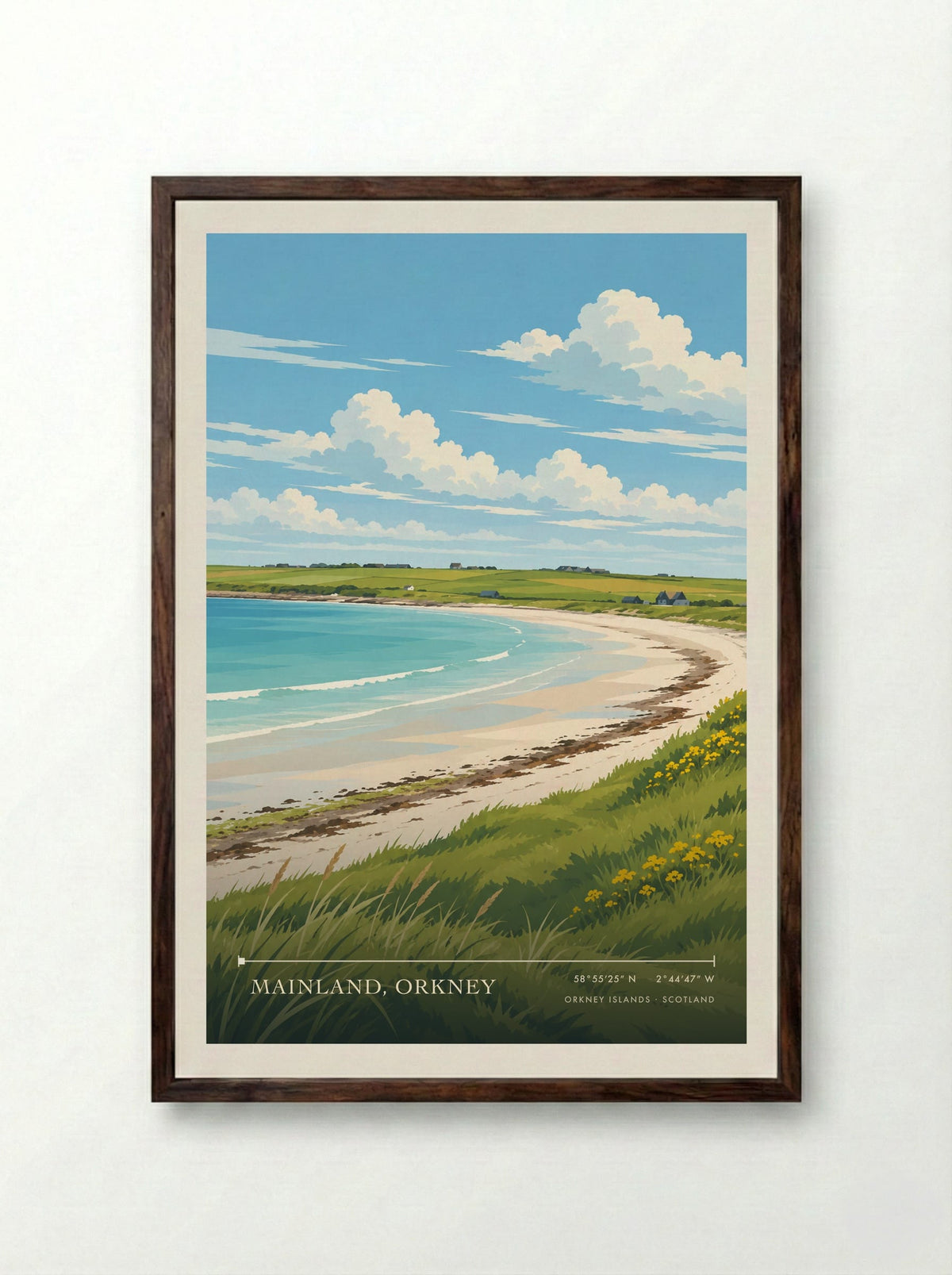 Mainland, Orkney, Orkney Islands | Travel Poster - Framed Print Dark Wood