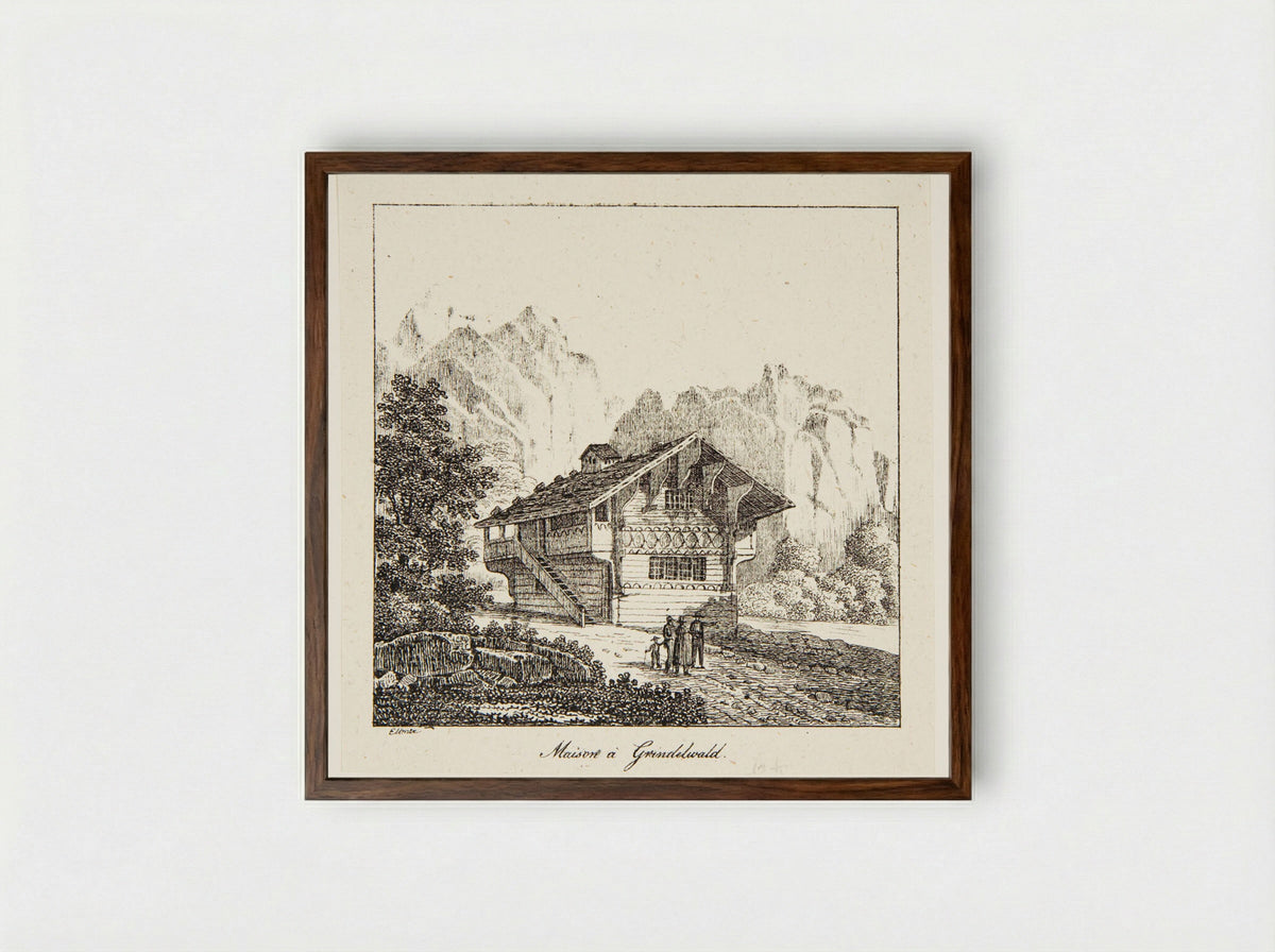 Maison à Grindelwald - P. Ellmer - Framed Print Dark Wood