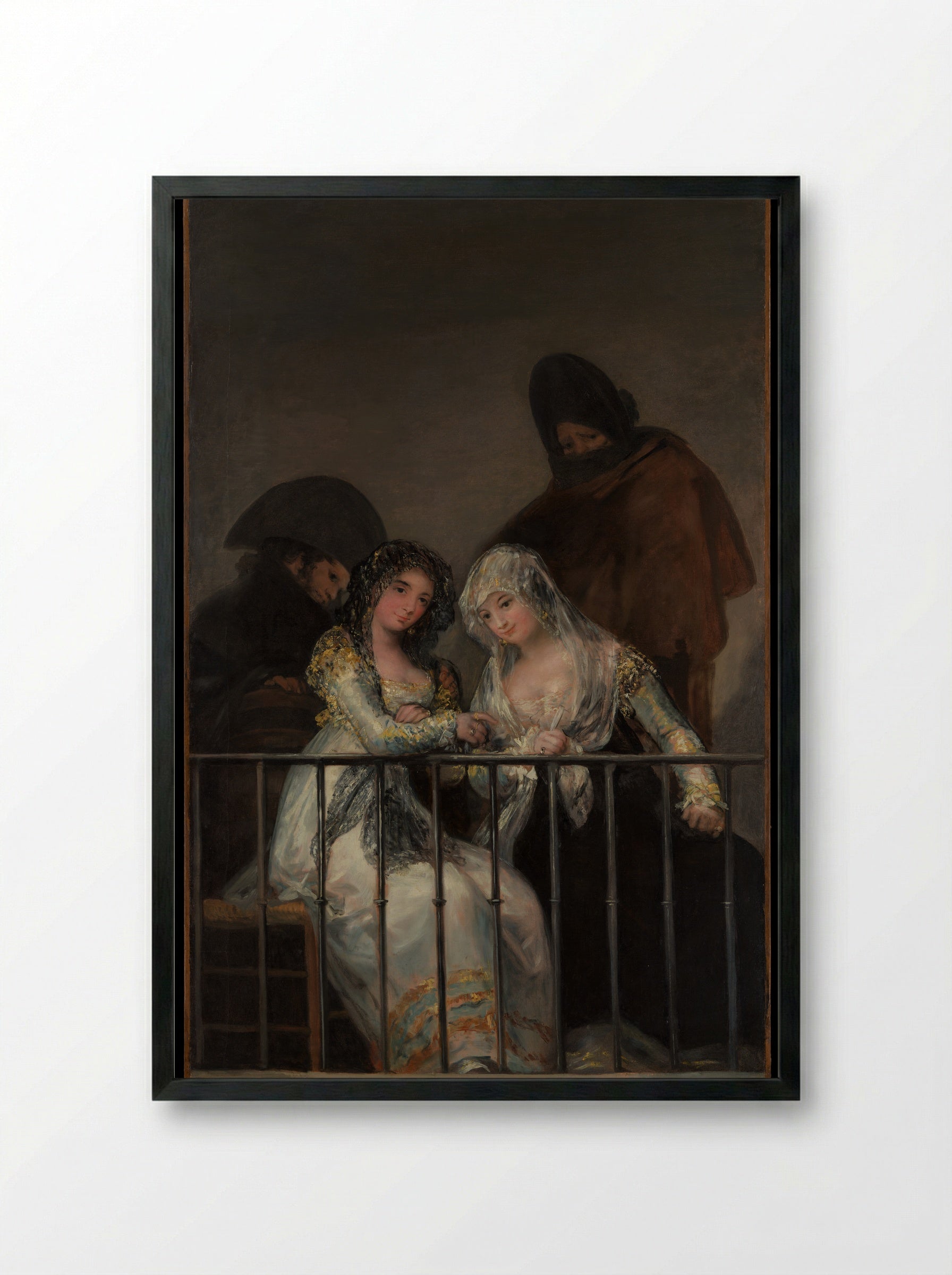 Majas on a Balcony - Francisco de Goya y Lucientes - Framed Print Black