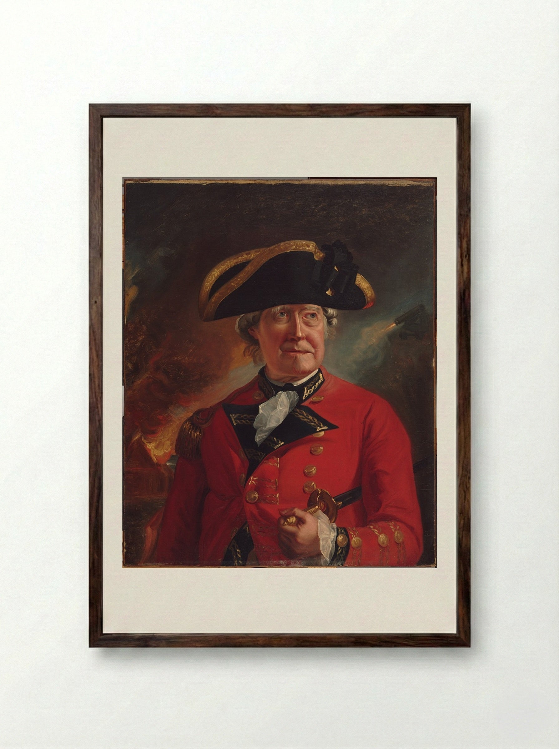 Major General August de la Motte - John Singleton Copley - Framed Print Dark Wood