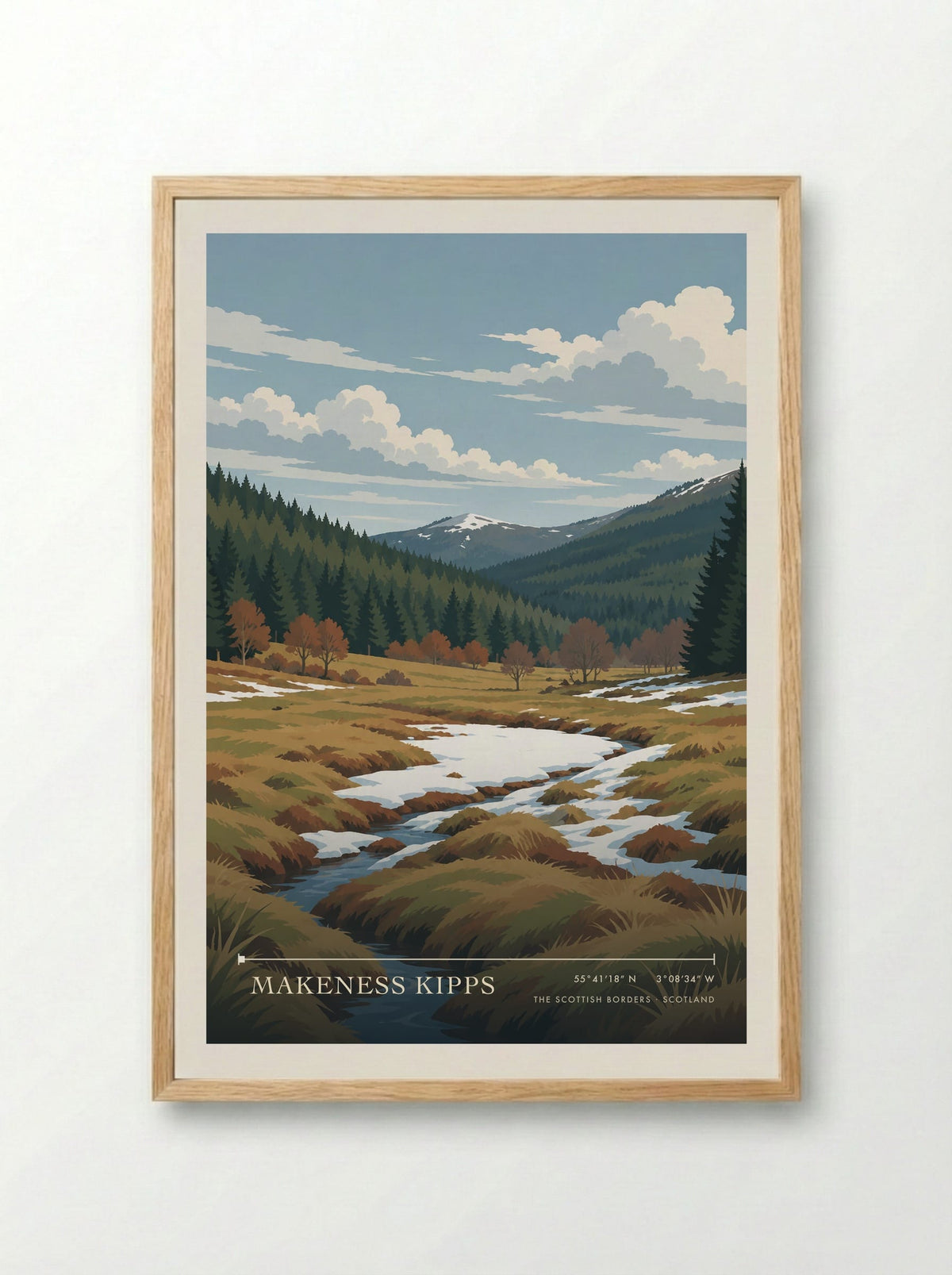 Makeness Kipps, The Scottish Borders | Travel Poster - Framed Print Wood