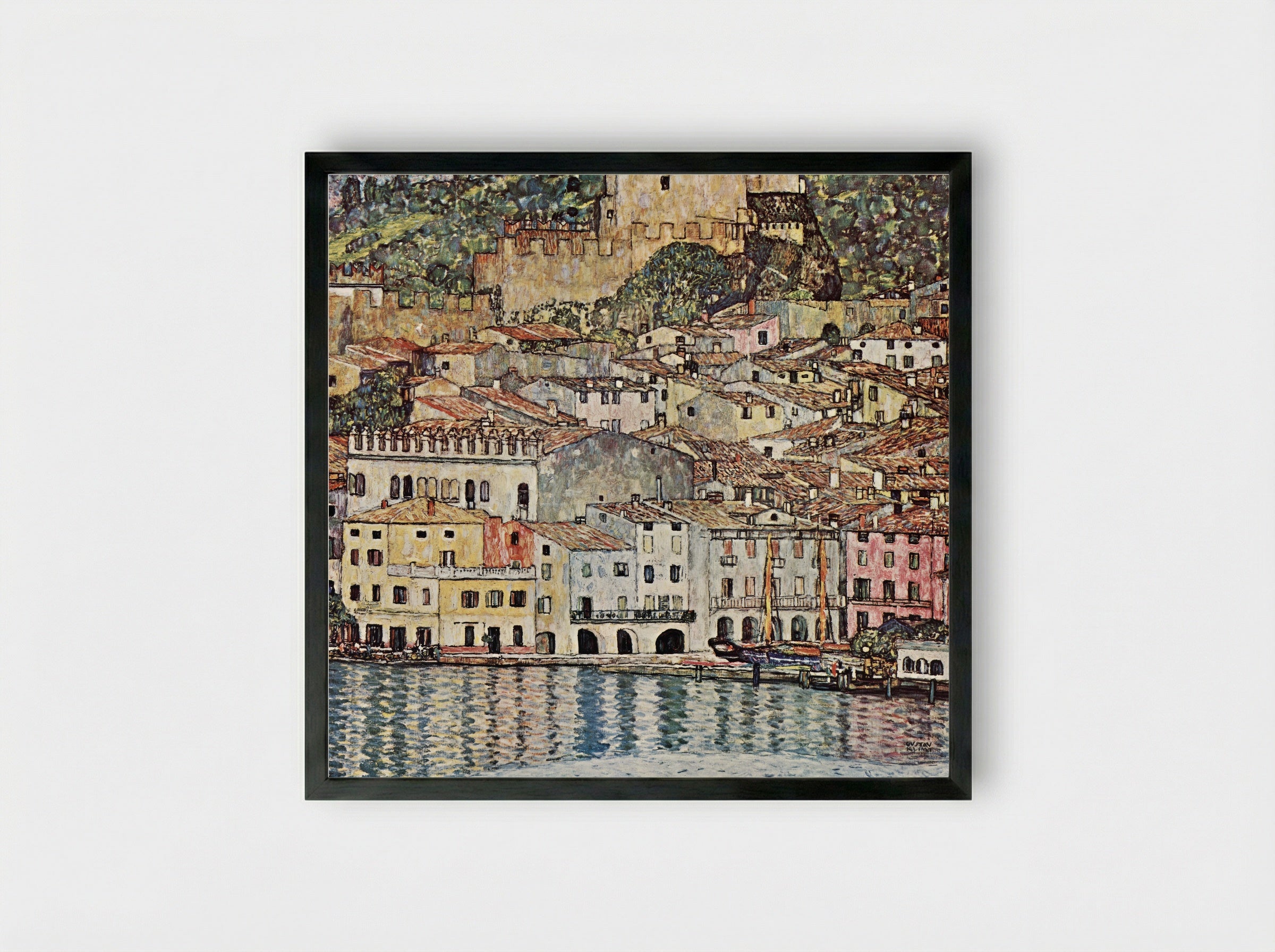 Malcesine on Lake Garda - Gustav Klimt - Framed Print Black