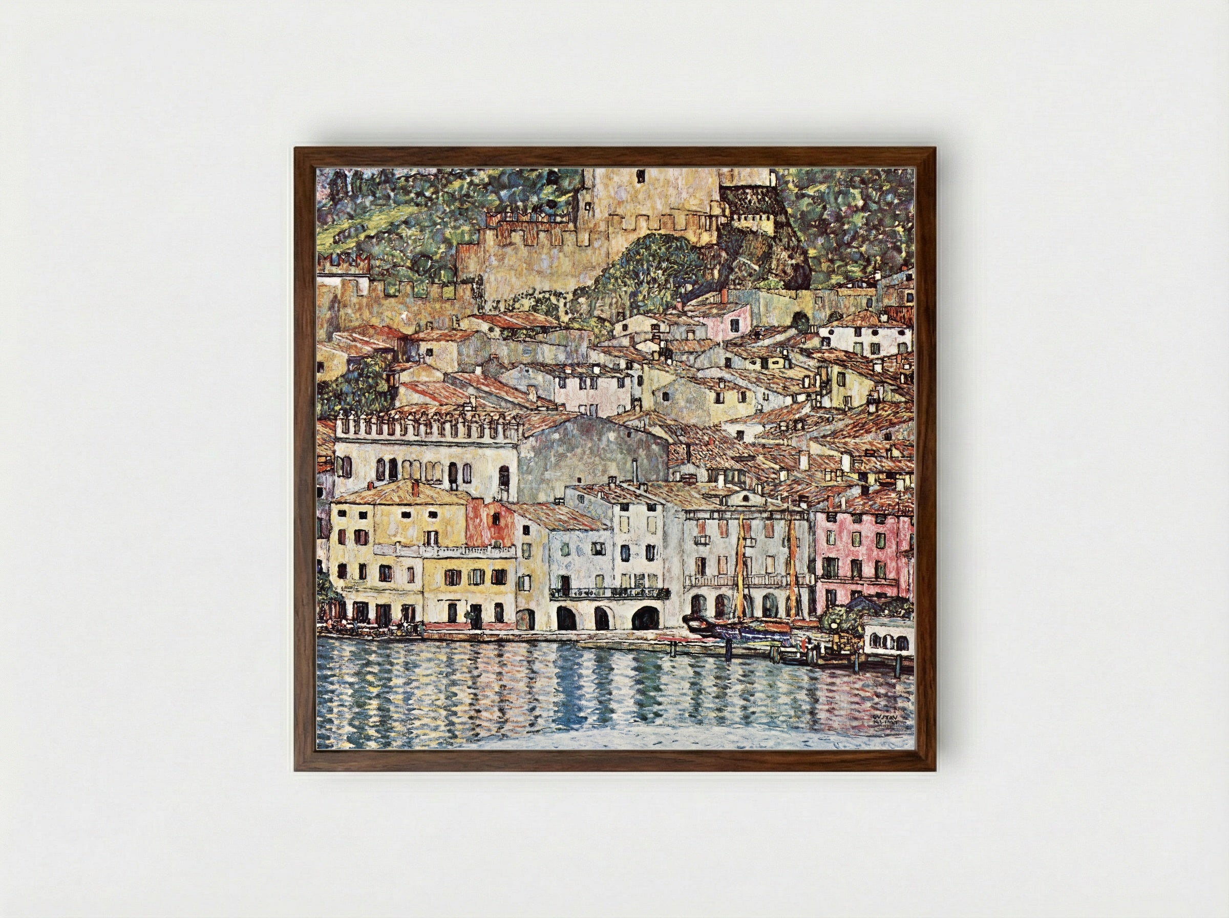 Malcesine on Lake Garda - Gustav Klimt - Framed Print Dark Wood