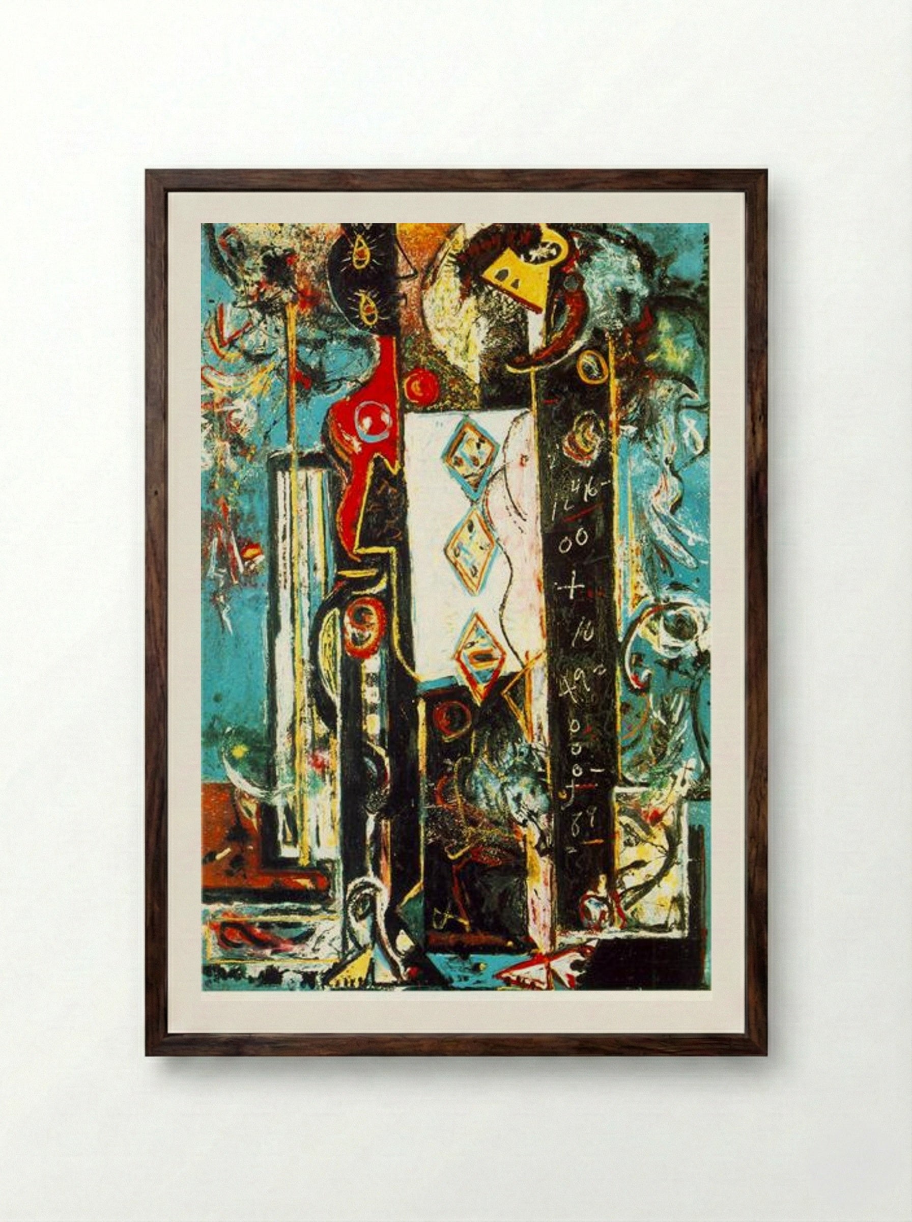 Male and Female - Jackson Pollock - Framed Print Dark Wood