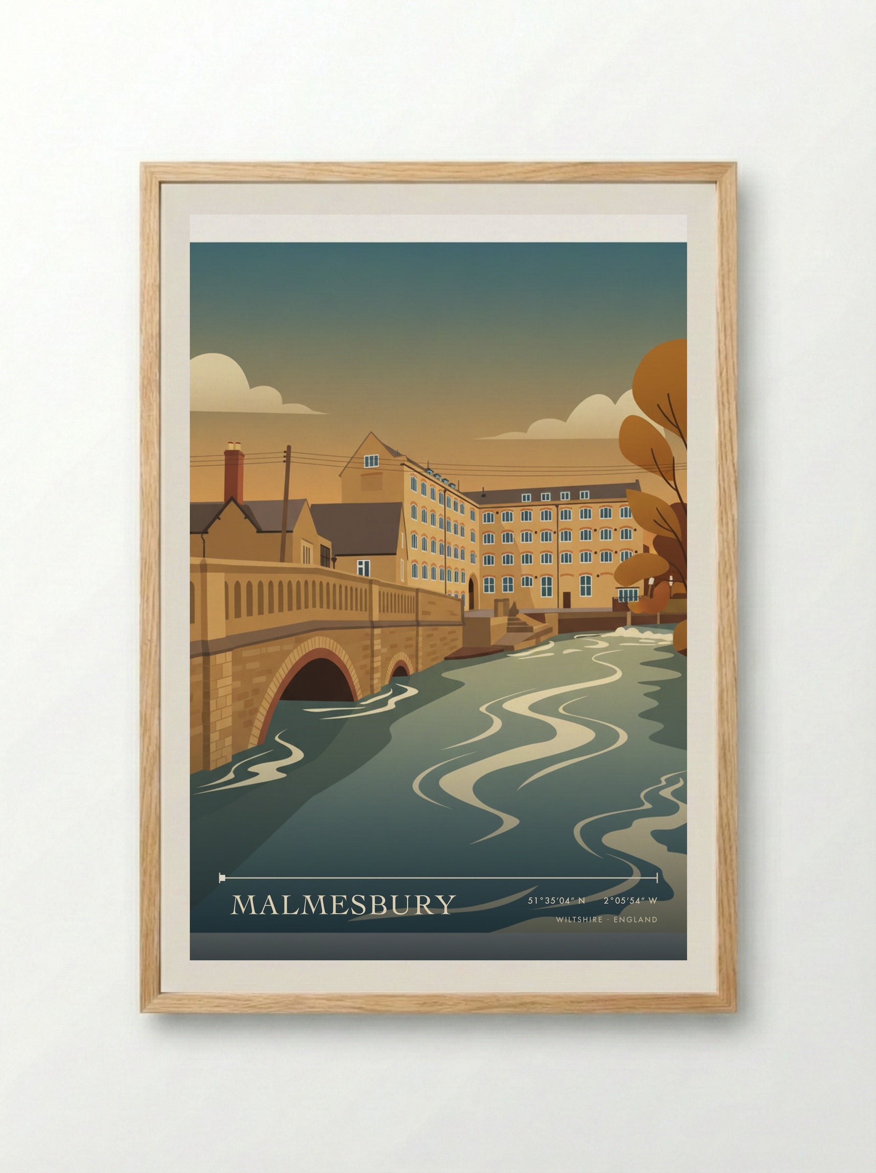 Malmesbury Wiltshire England Travel Poster - Framed Print Wood