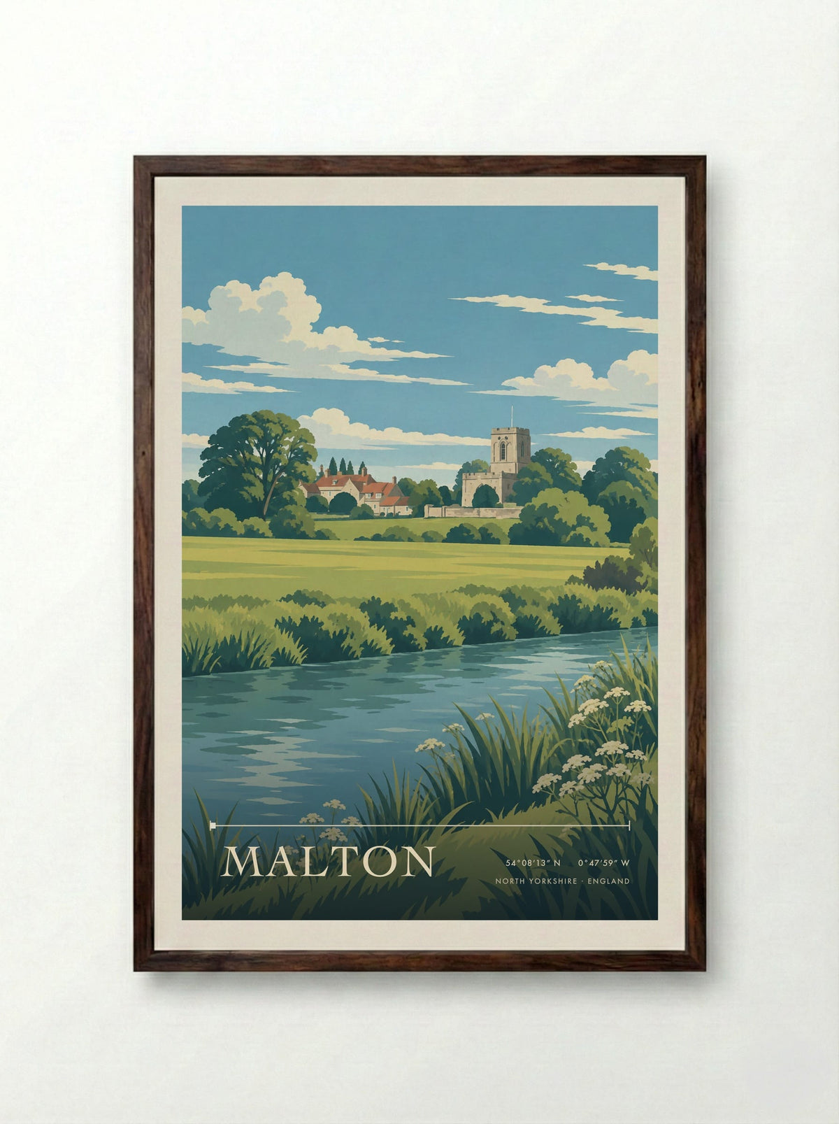 Malton, North Yorkshire | Travel Poster - Framed Print Dark Wood