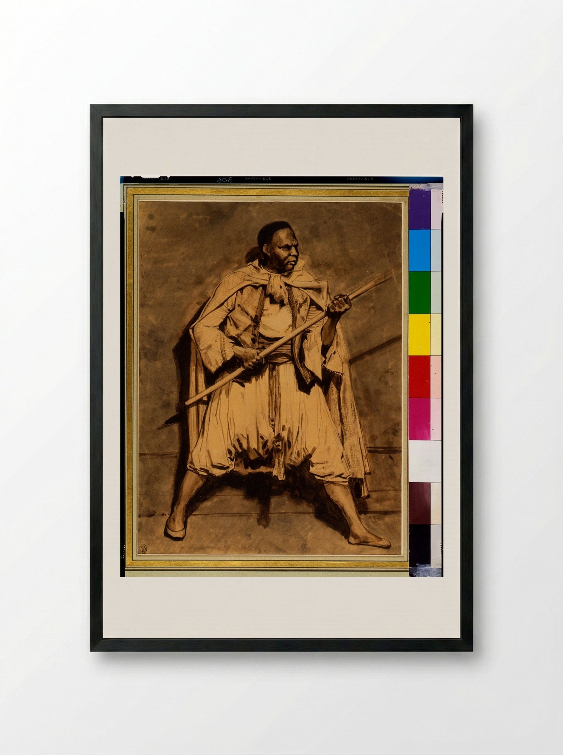 Mameluke Soldier Holding a Lance - Théodore Géricault - Framed Print Black