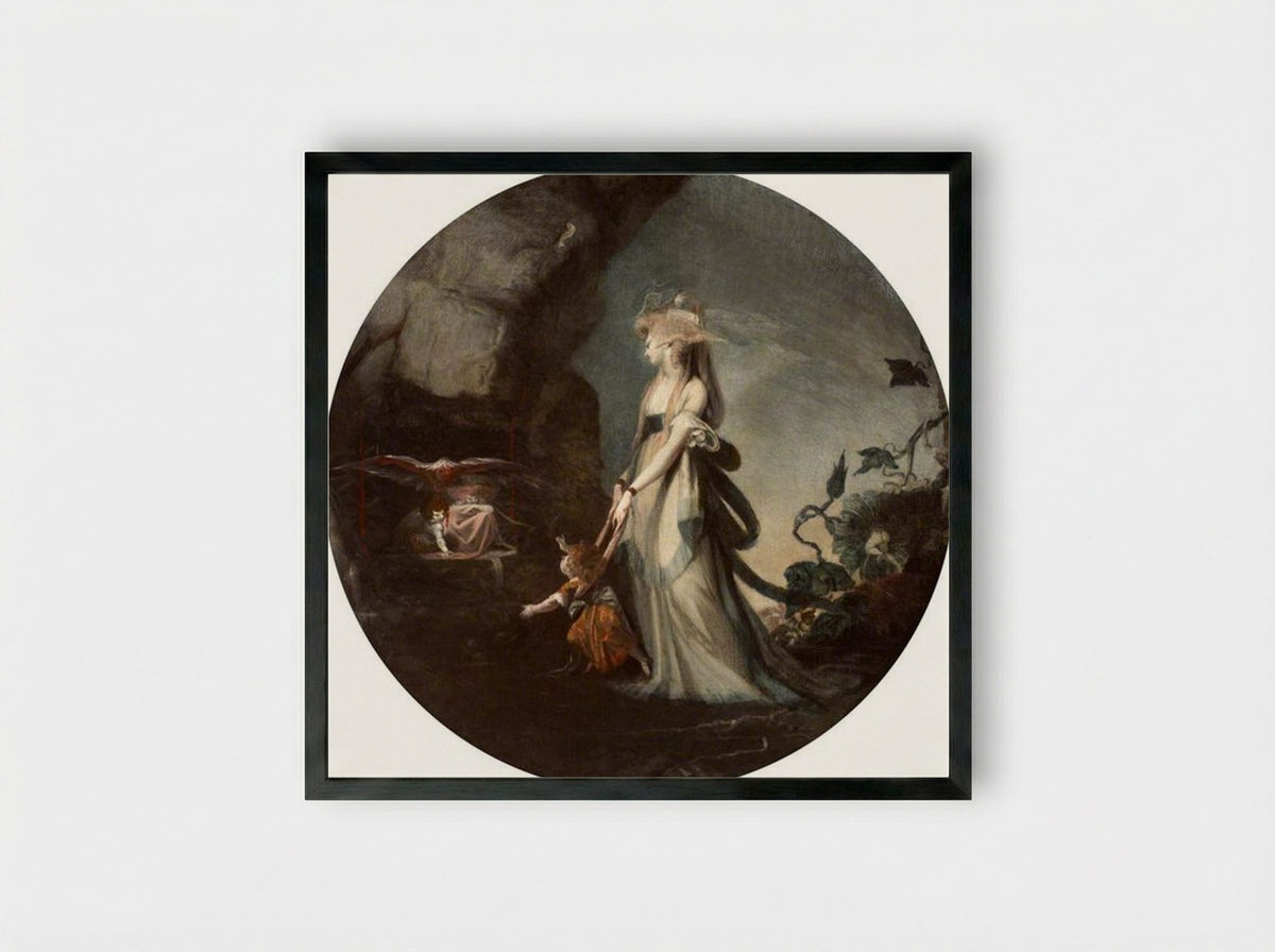 Mamillius Conjuring up Sprites and Goblins for His Mother, Hermione - Henry Fuseli - Framed Print Black