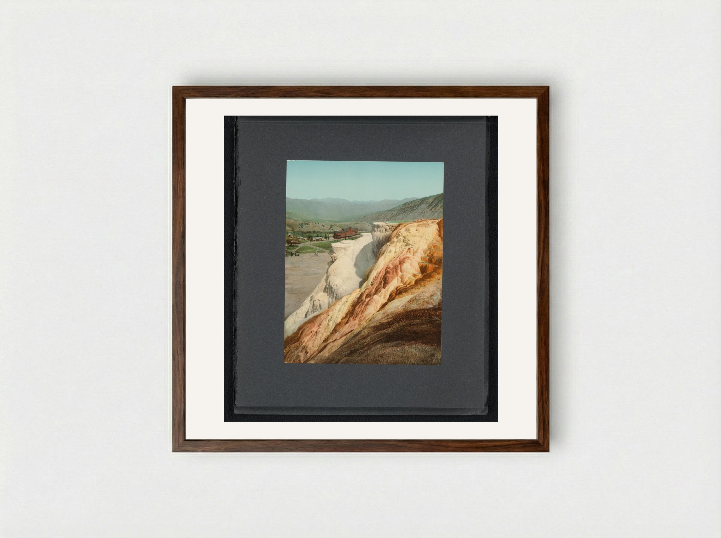 Mammoth Hot Springs - William Henry Jackson - Framed Print Dark Wood