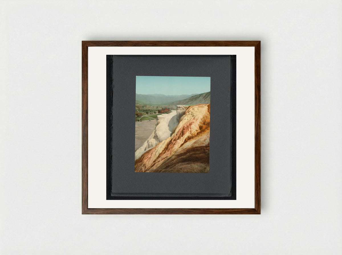 Mammoth Hot Springs - William Henry Jackson - Framed Print Dark Wood
