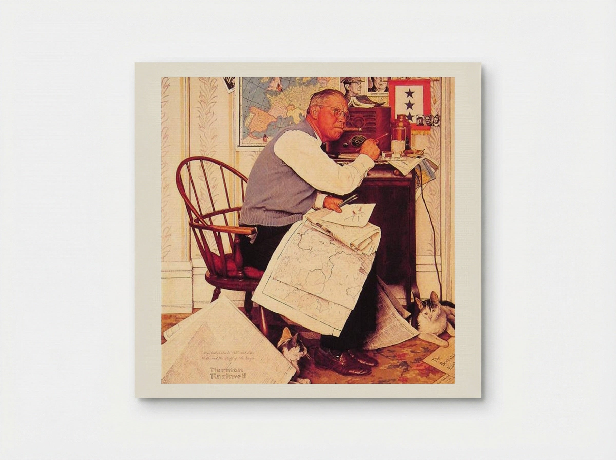 Man Charting War Maneuvers - Norman Rockwell - Poster
