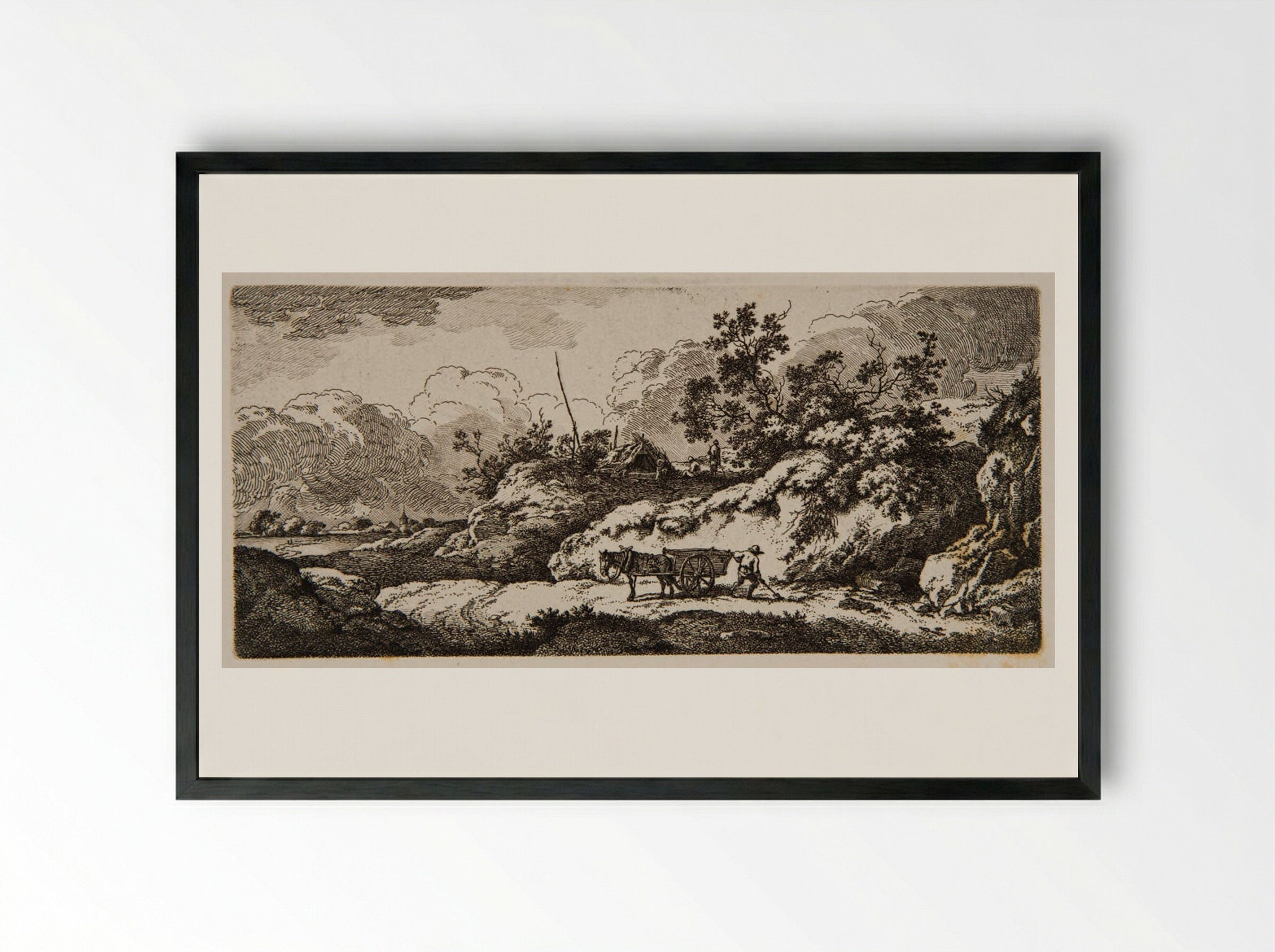 Man Digging in a Sandpit - Ferdinand Kobell - Framed Print Black