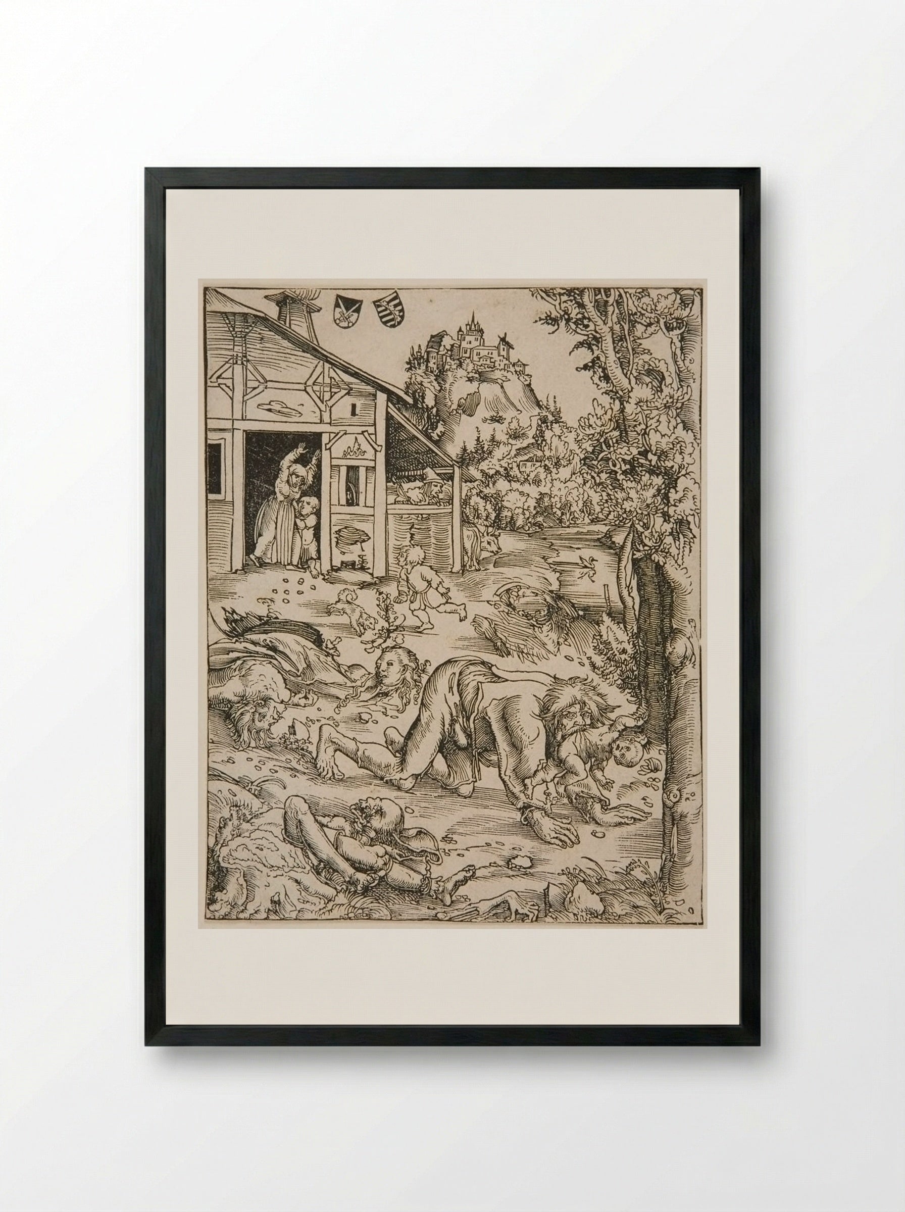 Man-Eater - Lucas Cranach the Elder - Framed Print Black
