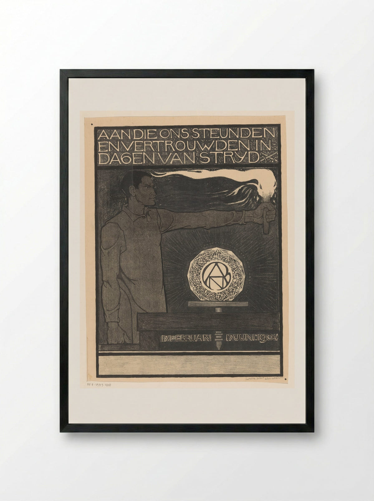 Man Holding a Torch - Richard Nicolaüs Roland Holst - Framed Print Black