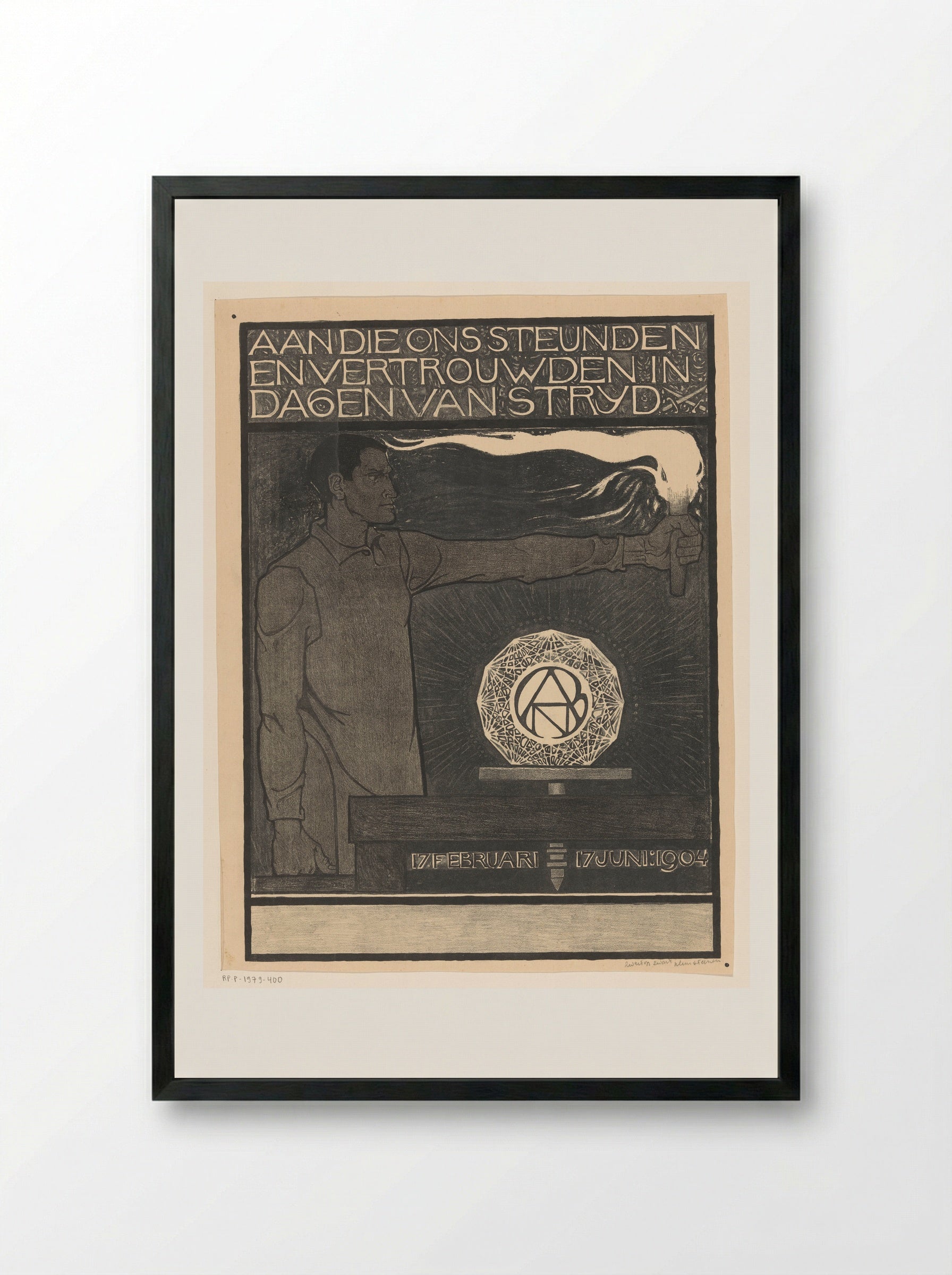 Man Holding a Torch - Richard Nicolaüs Roland Holst - Framed Print Black